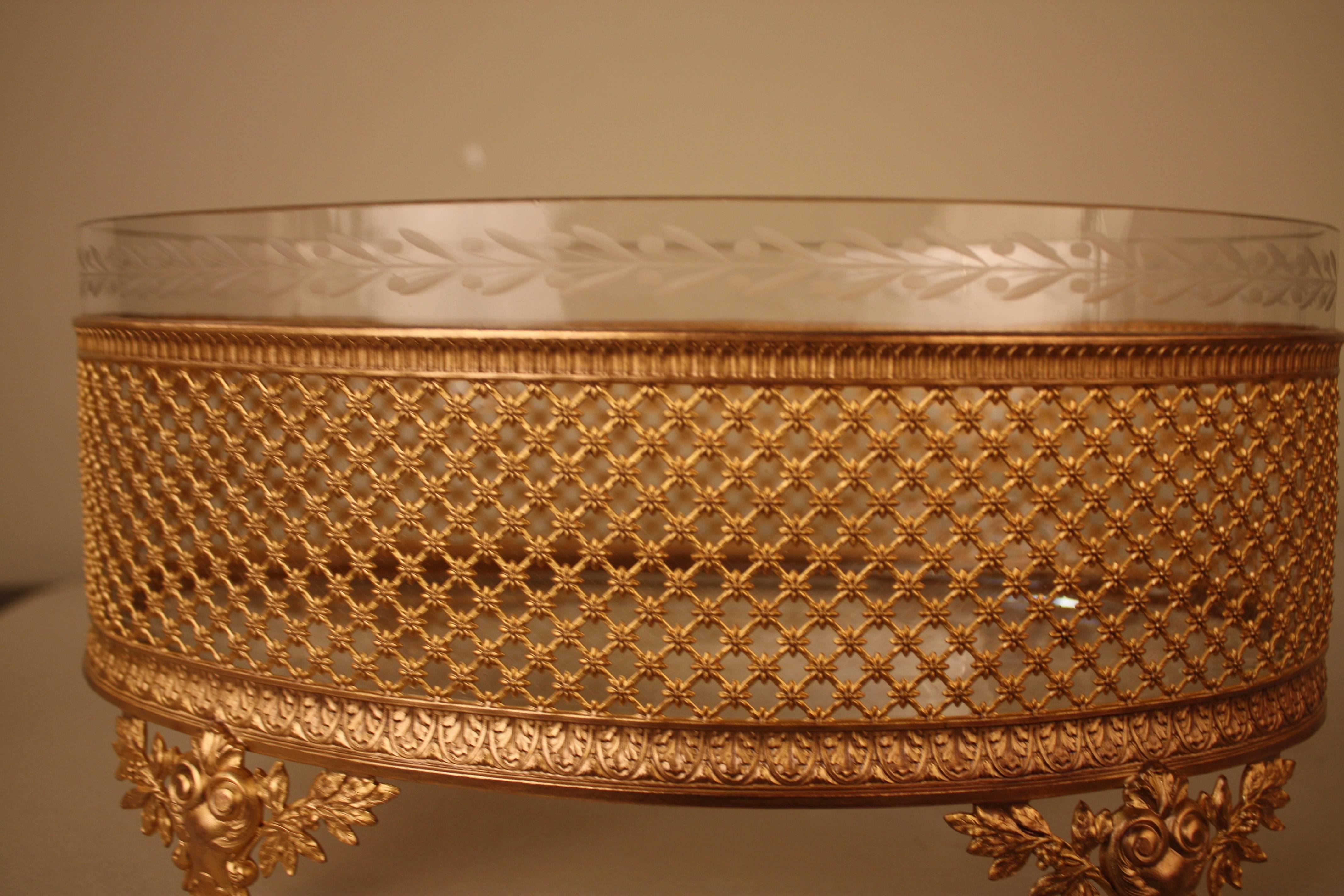 French Empire Cut Crystal Gilt Bronze Mounted Centerpiece 3