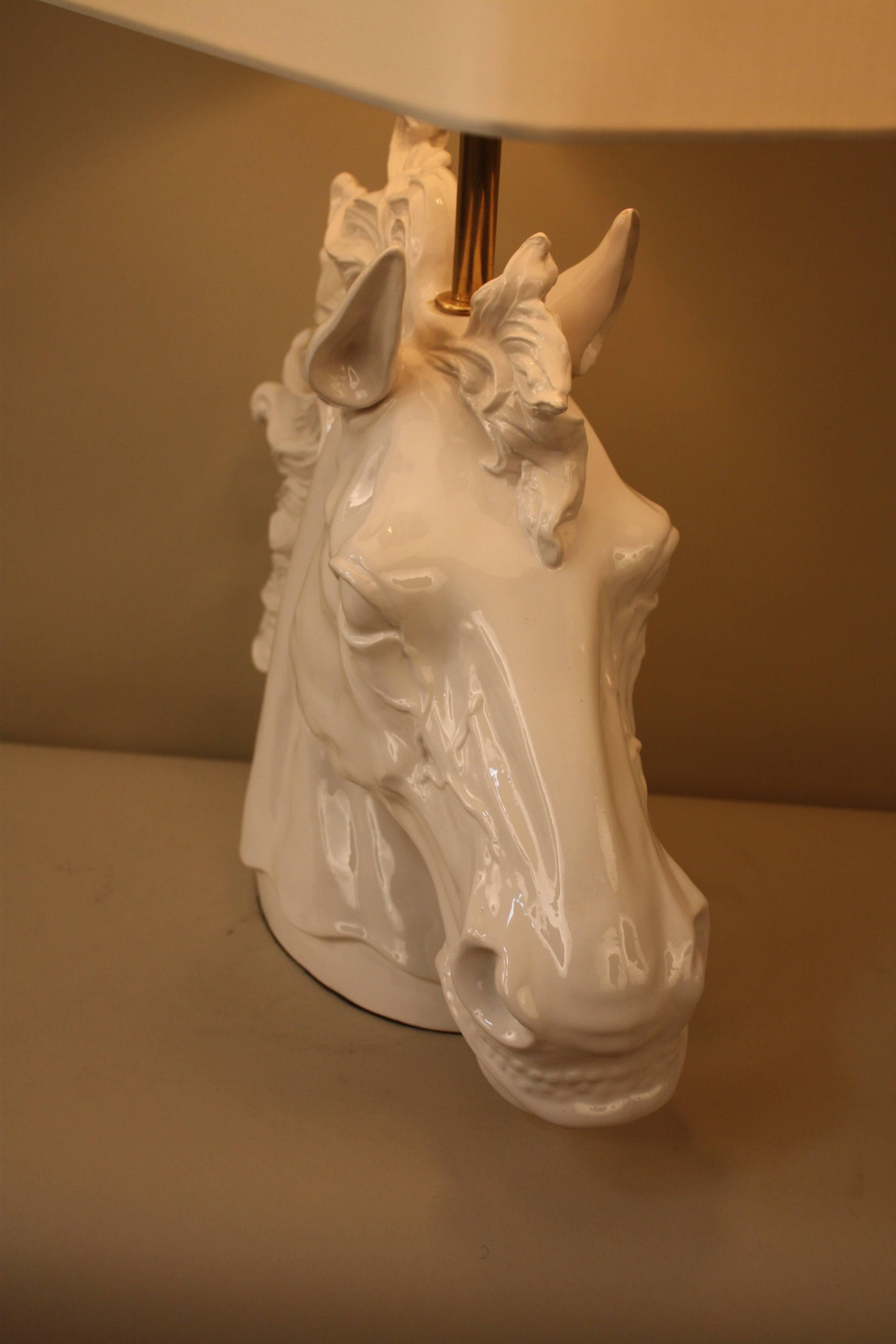 Sculpture Pottery Horse Head Table Lamp In Good Condition In Fairfax, VA