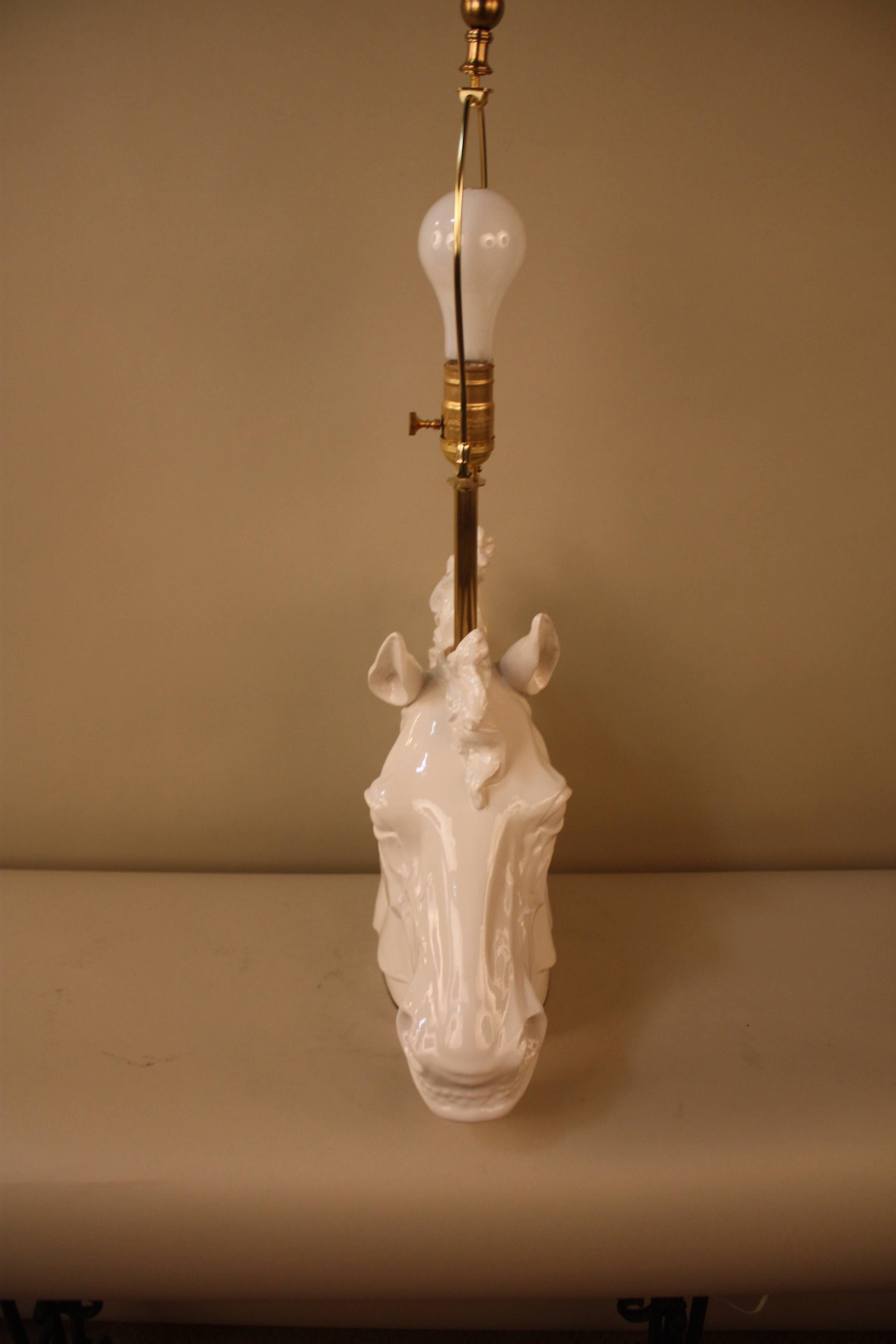 Sculpture Pottery Horse Head Table Lamp 3