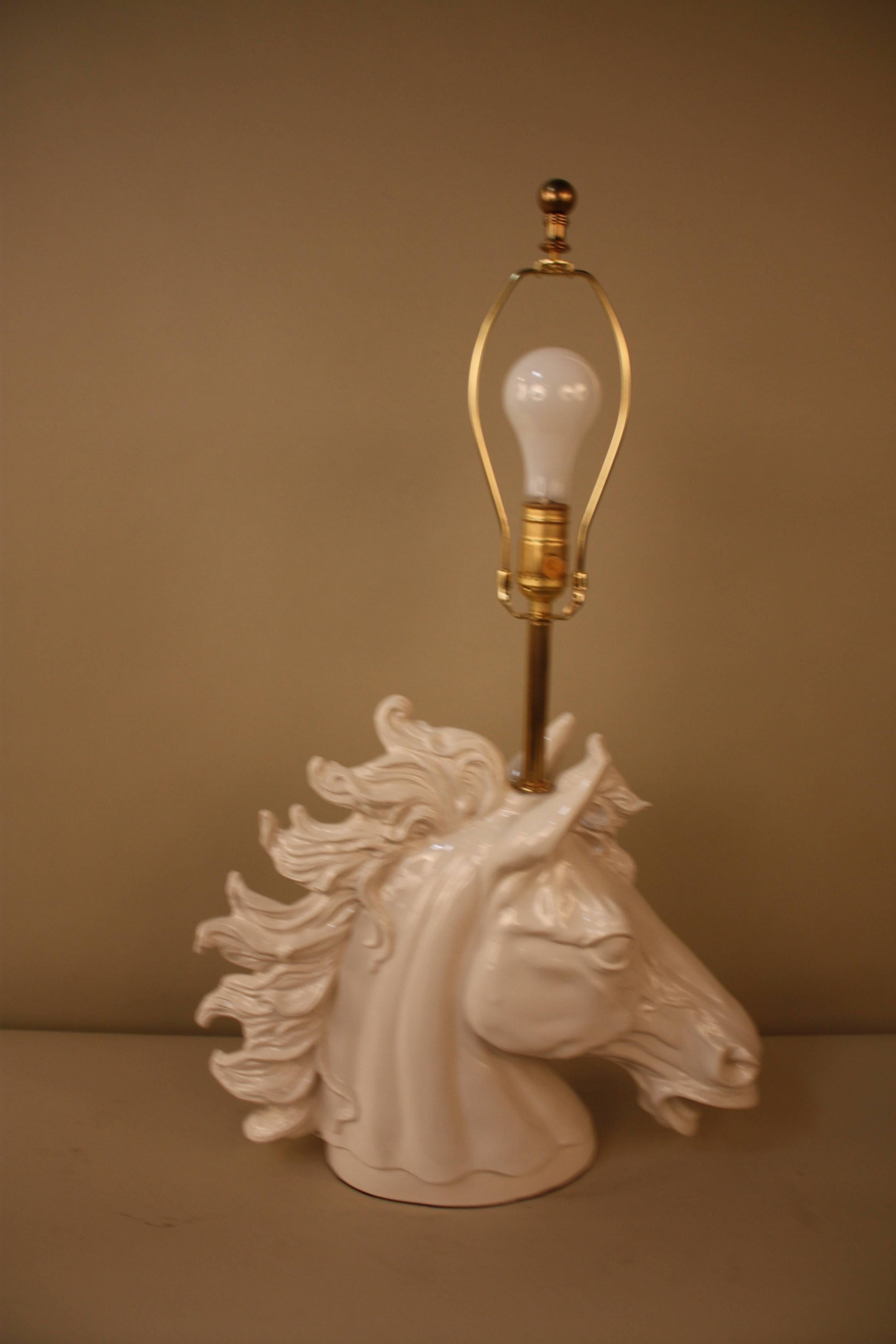 Sculpture Pottery Horse Head Table Lamp 2