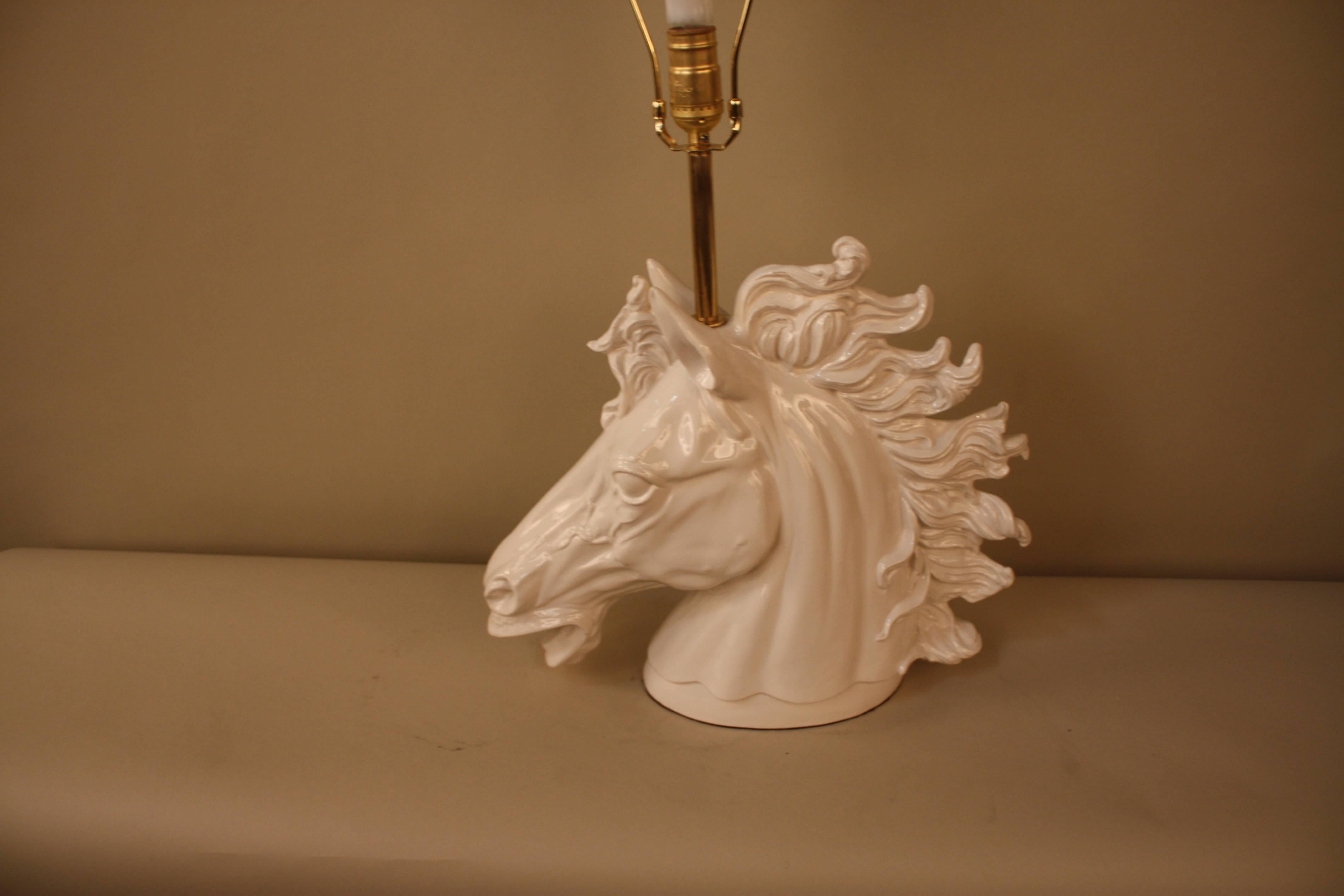 Sculpture Pottery Horse Head Table Lamp 4