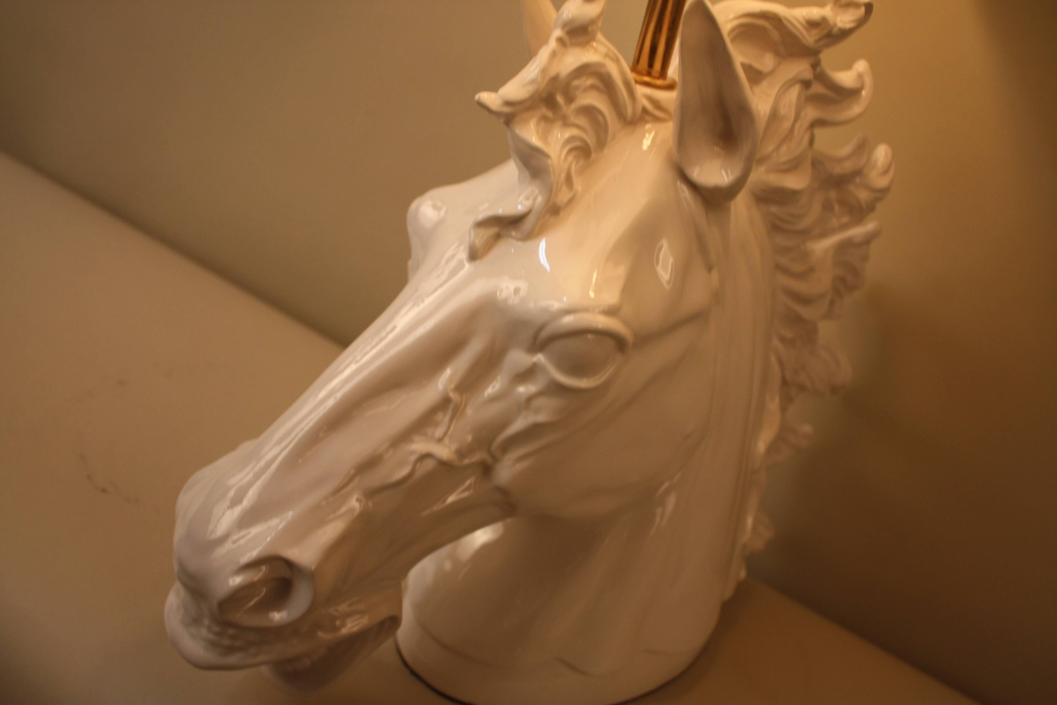 Mid-20th Century Sculpture Pottery Horse Head Table Lamp