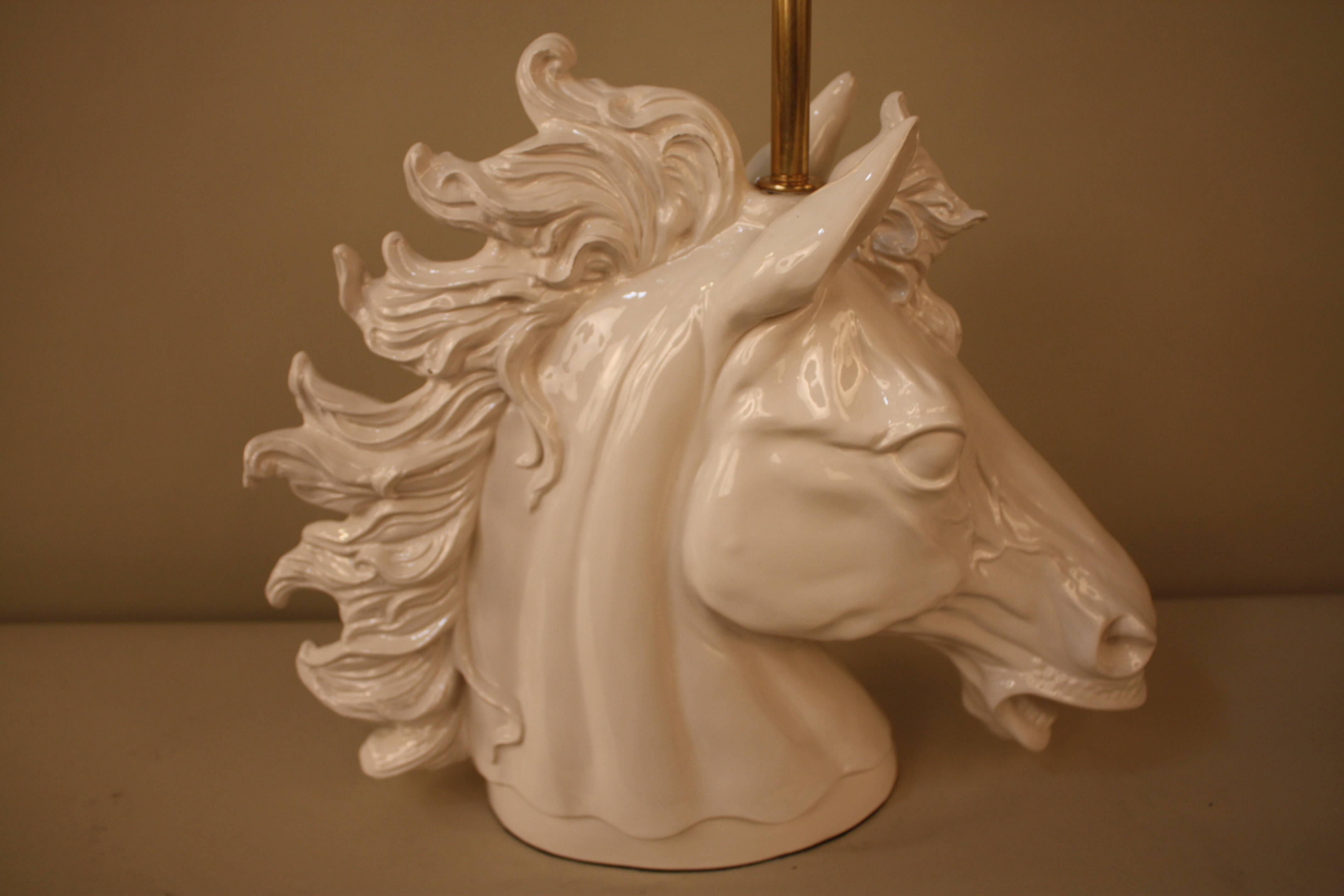 Sculpture Pottery Horse Head Table Lamp 1