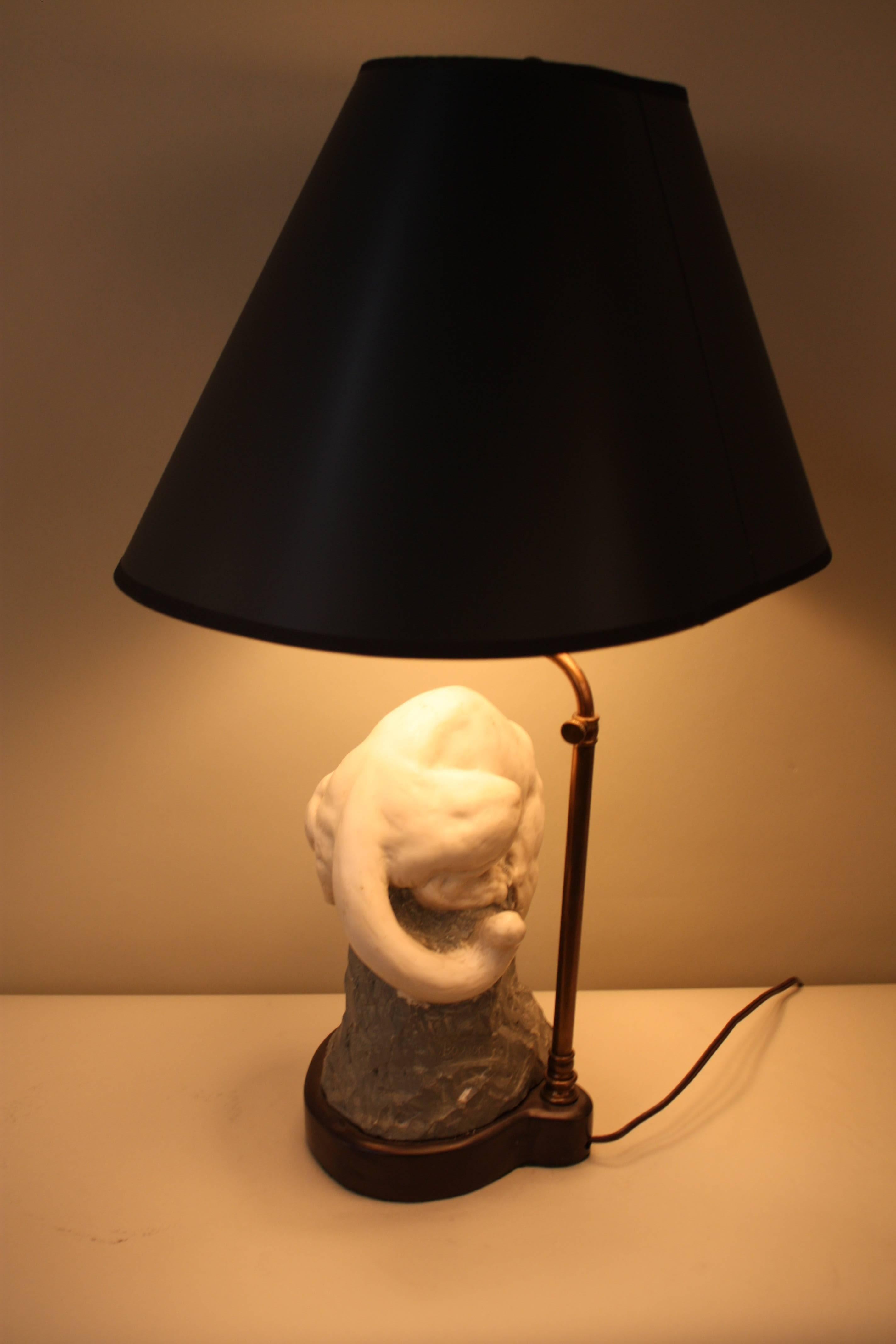 American Joseph Boulton's Mountain Lion Cougar, Sculpture Table Lamp