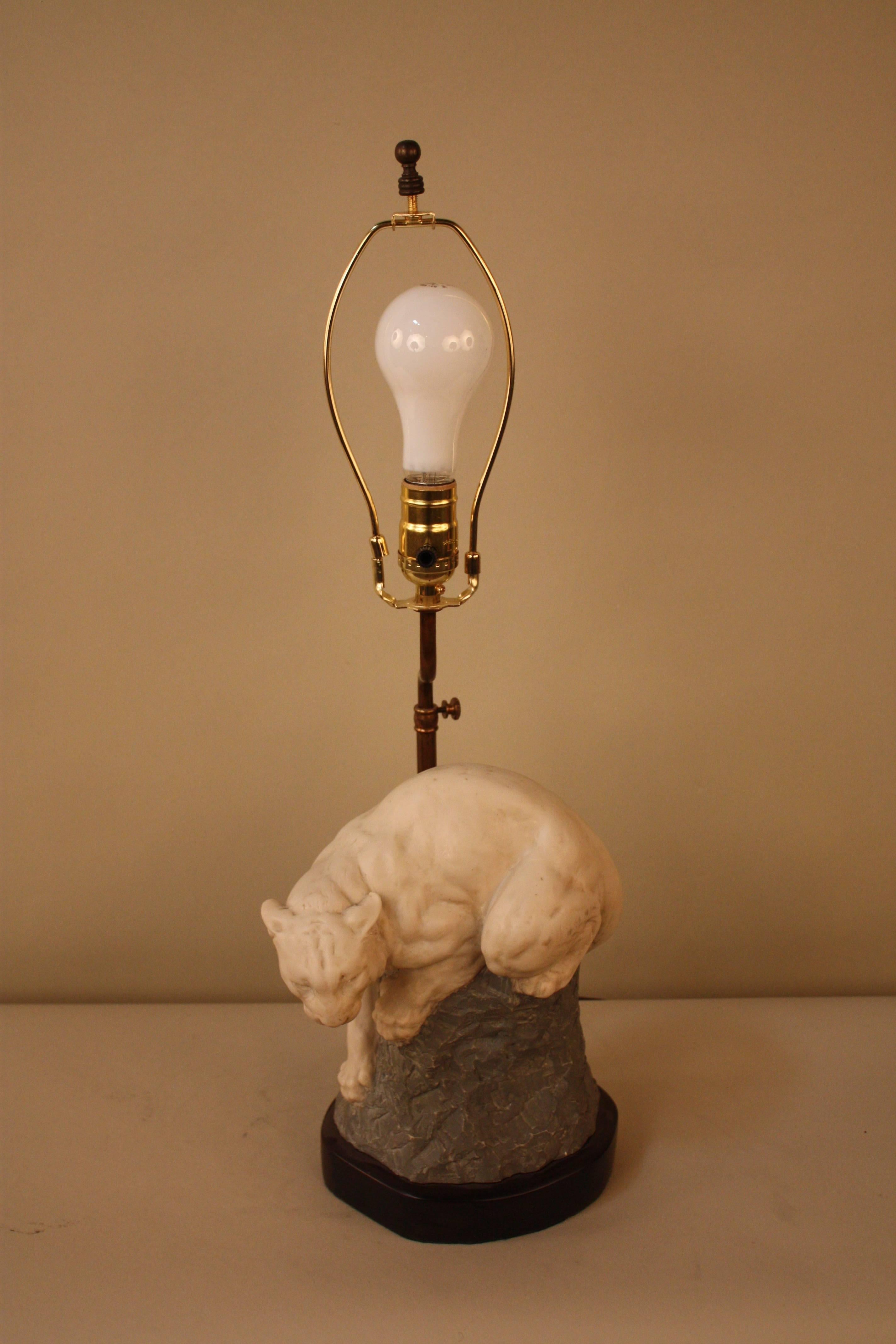 20th Century Joseph Boulton's Mountain Lion Cougar, Sculpture Table Lamp