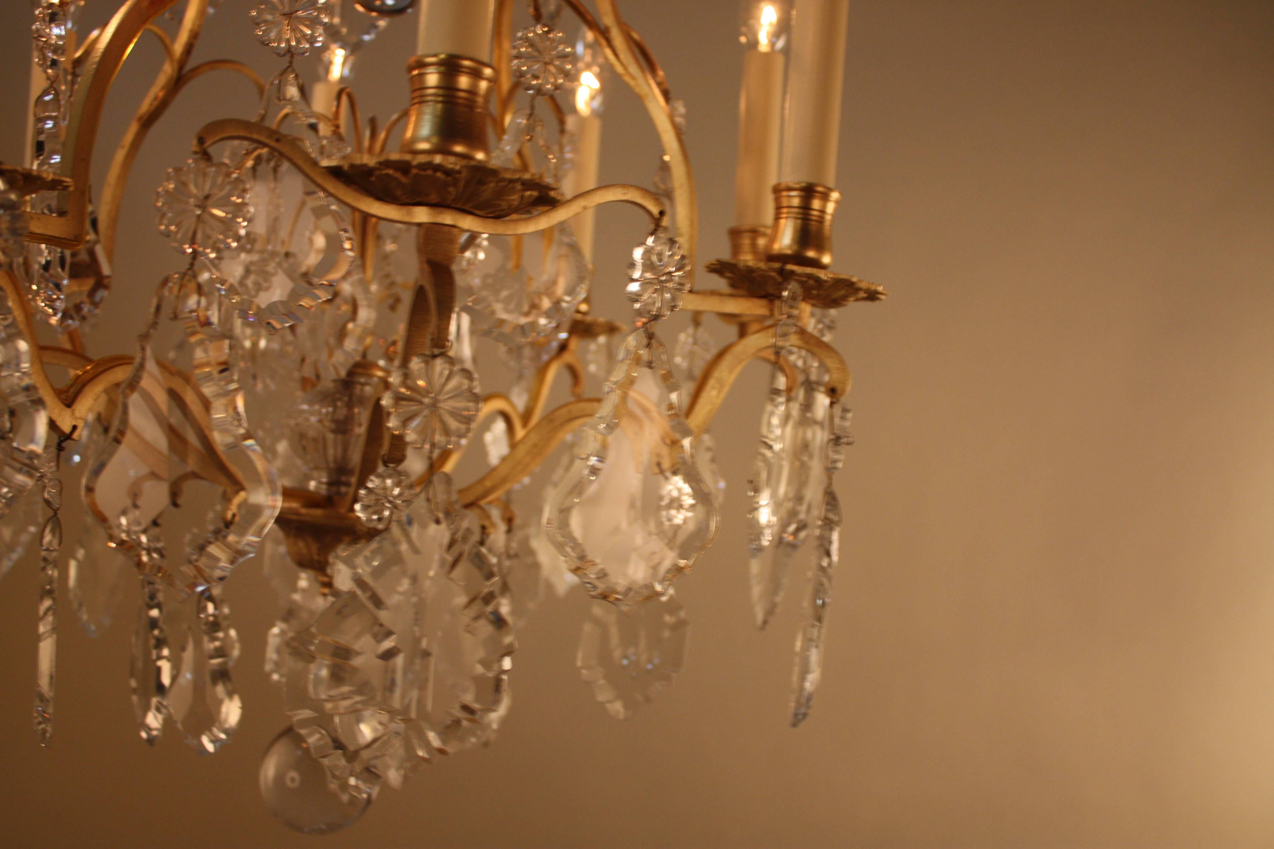 French Louis XVI Style Bronze and Crystal Chandelier 5