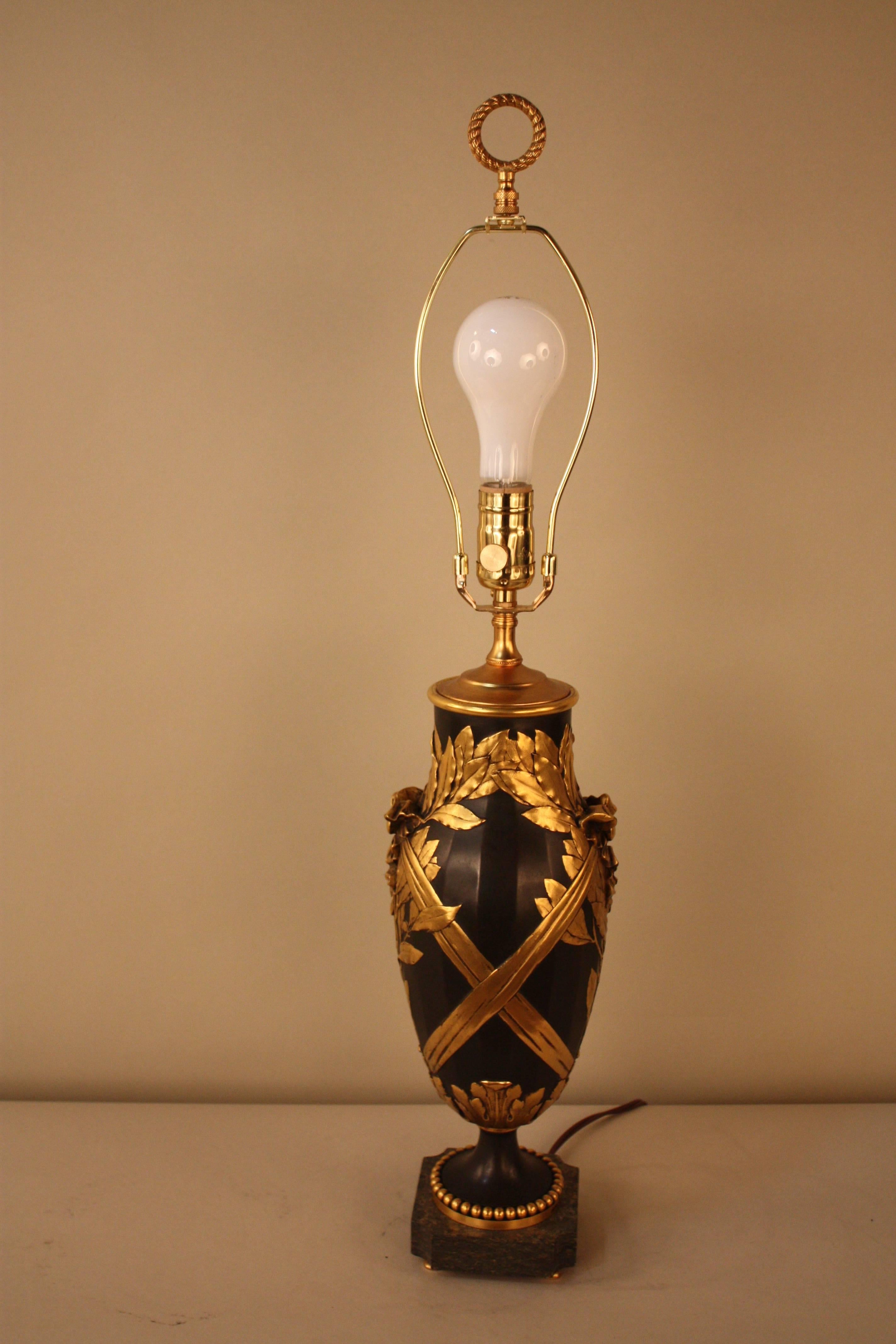 Gilt French Ormolu and Patinated Bronze Table Lamp by Christofle