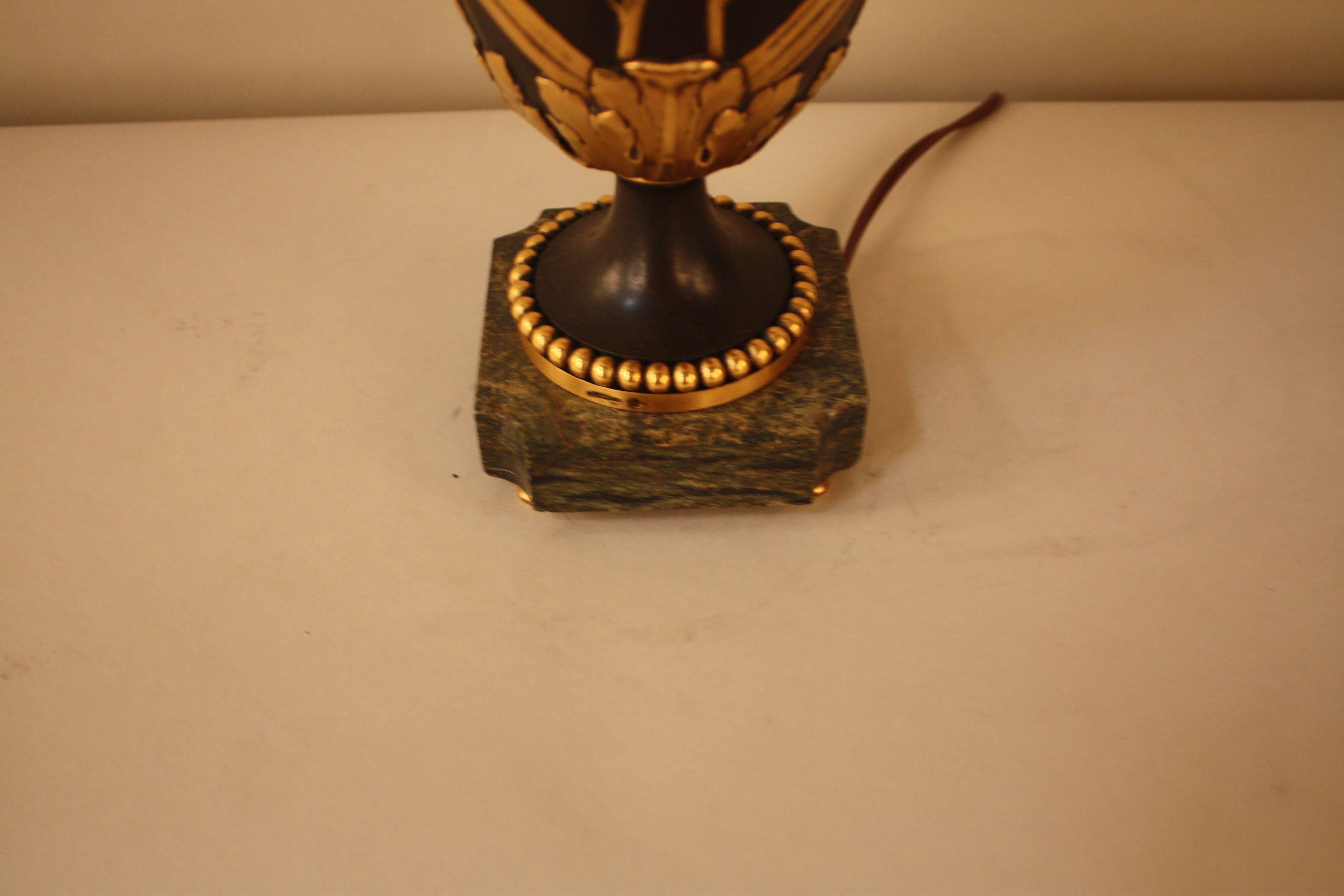 Early 20th Century French Ormolu and Patinated Bronze Table Lamp by Christofle