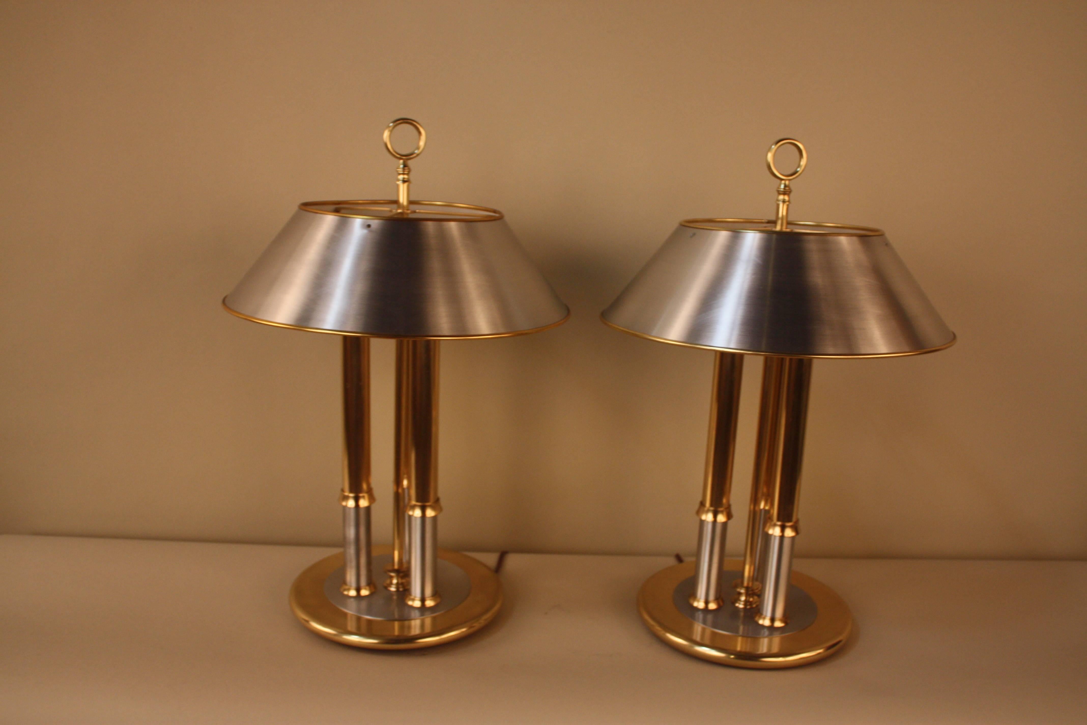 Two-tone color Desk lamps, modern lamp in classical design in brushed aluminium and bronze.