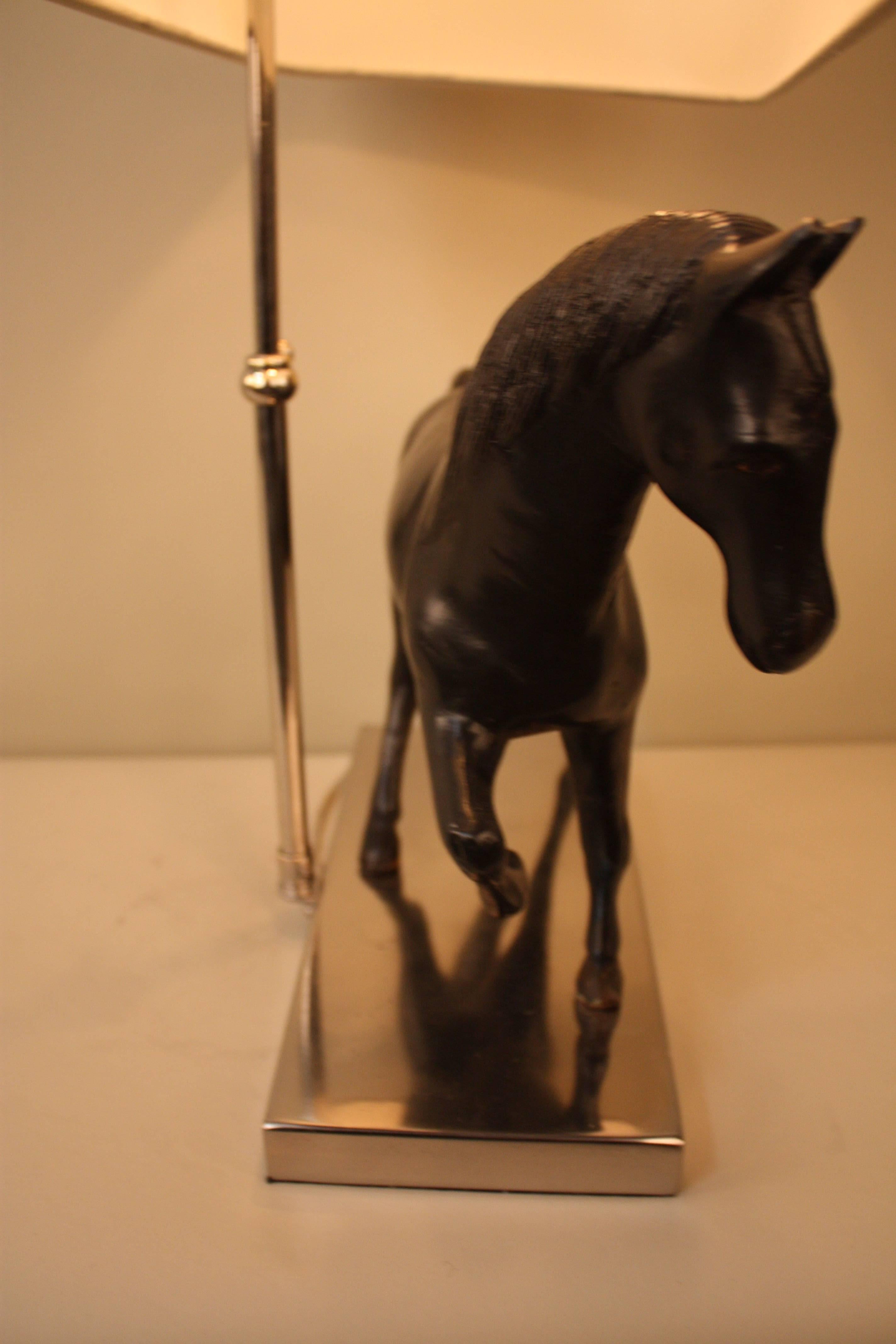 Mid-20th Century Bronze Horse Sculpture Table Lamp