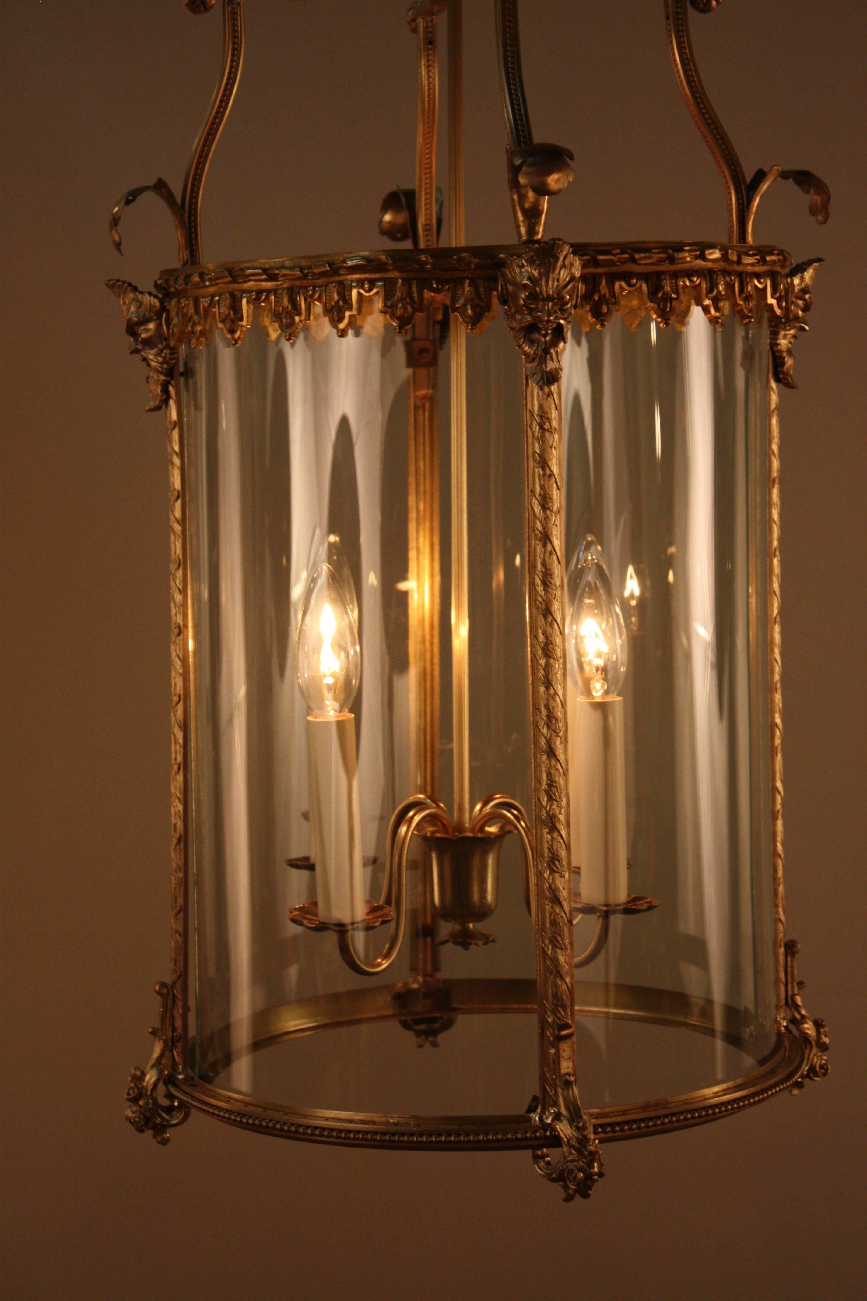 Early 20th Century French Bronze Four-Light Lantern 6