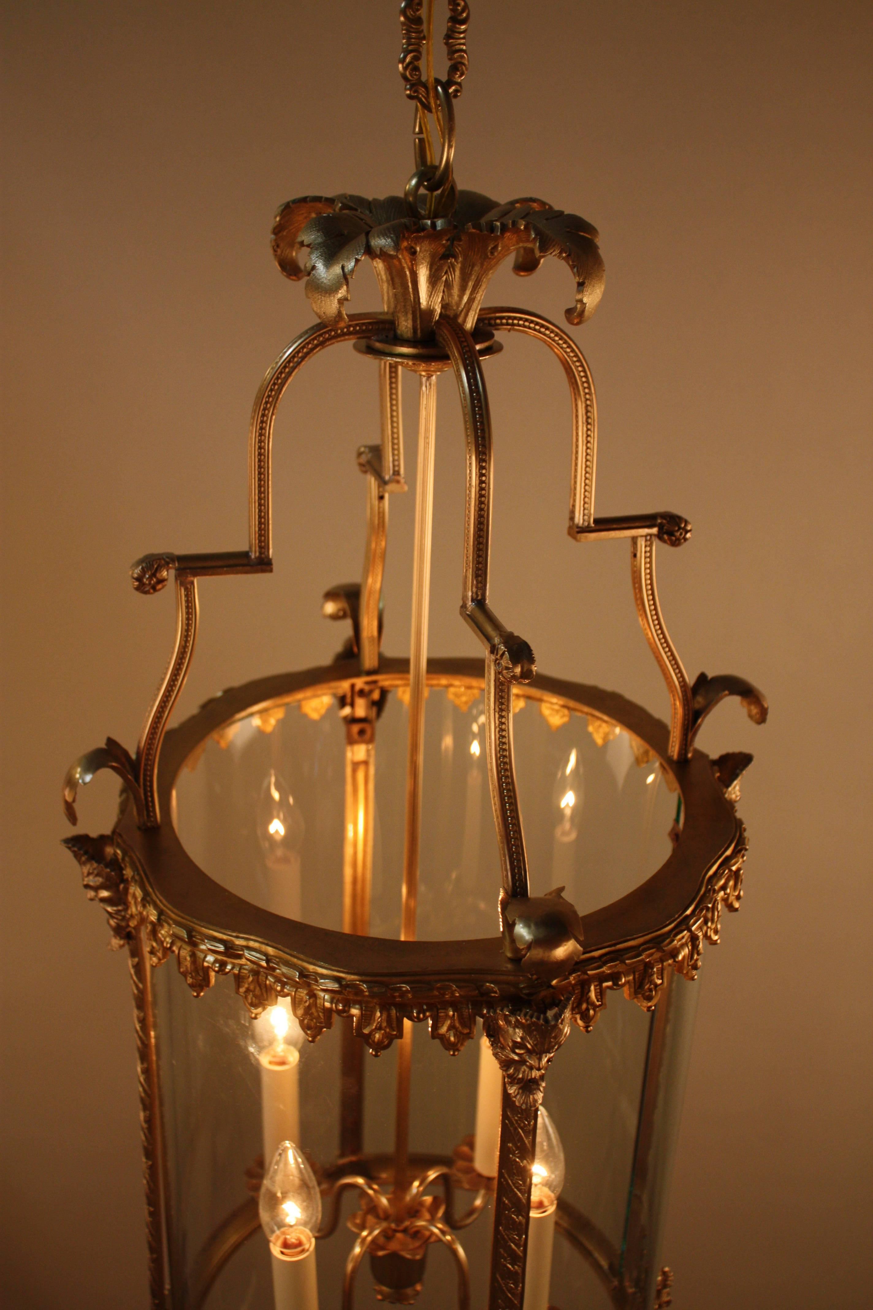 Early 20th Century French Bronze Four-Light Lantern 7