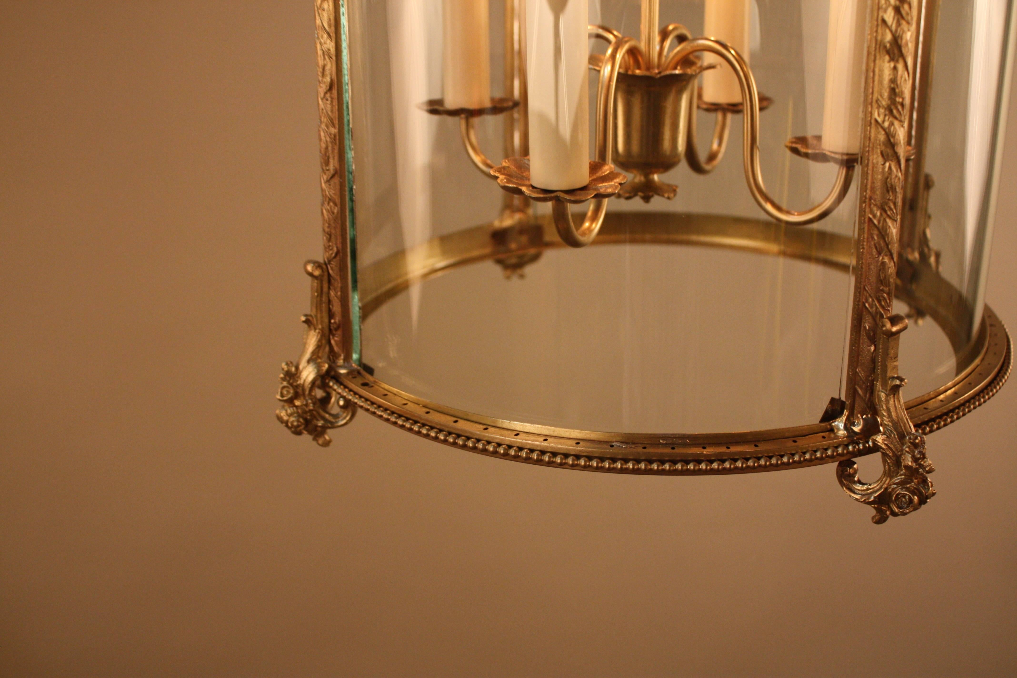 Early 20th Century French Bronze Four-Light Lantern 2