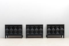 Brutalist black cabinet with graphic doors - Belgium