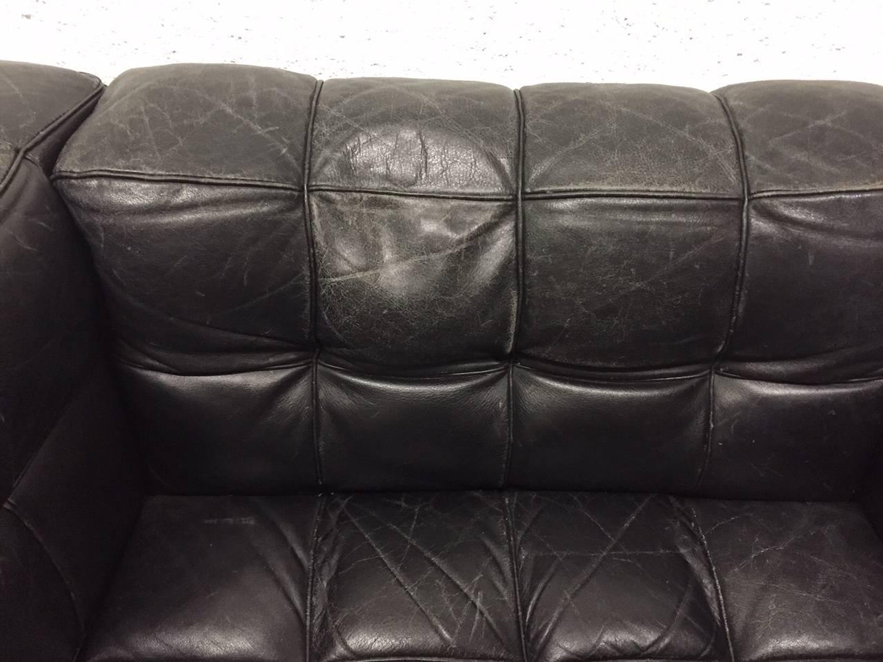 Austrian Tufted Leather Wittmann Kubus Lounge Chair by Josef Hoffmann