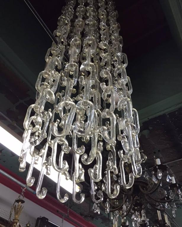 8 ft. Chain Link Murano Glass Chandelier by Gino Vistosi For Sale at