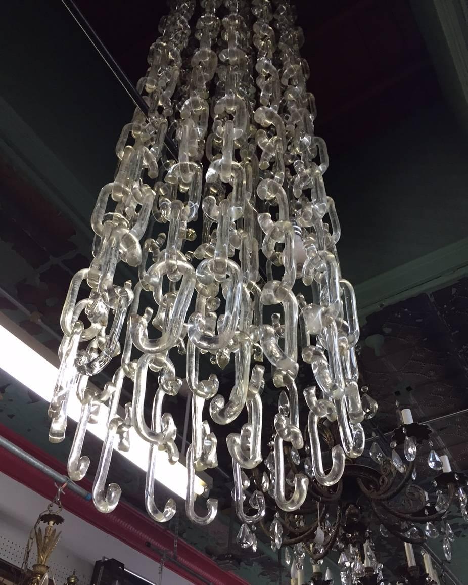 8 ft. Chain Link Murano Glass Chandelier by Gino Vistosi For Sale at