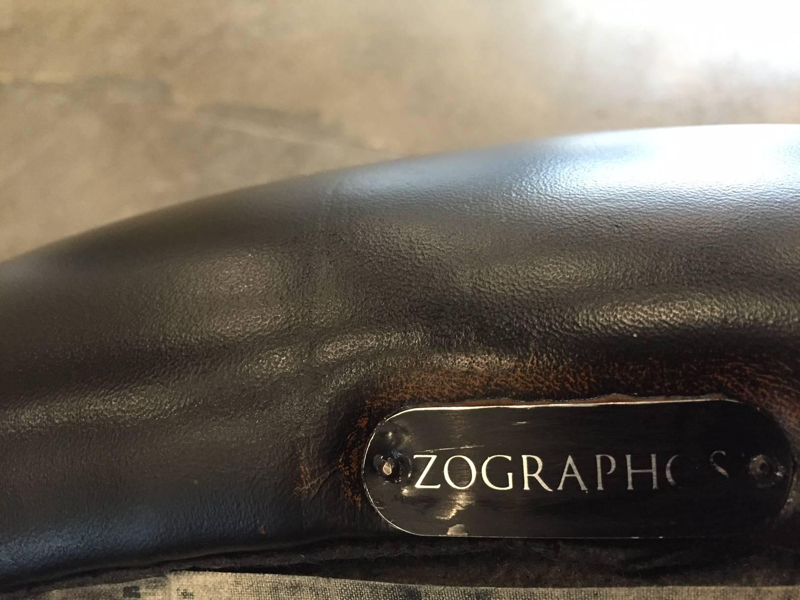 Nicos Zographos Black Leather Bucket Chair In Good Condition In New York, NY