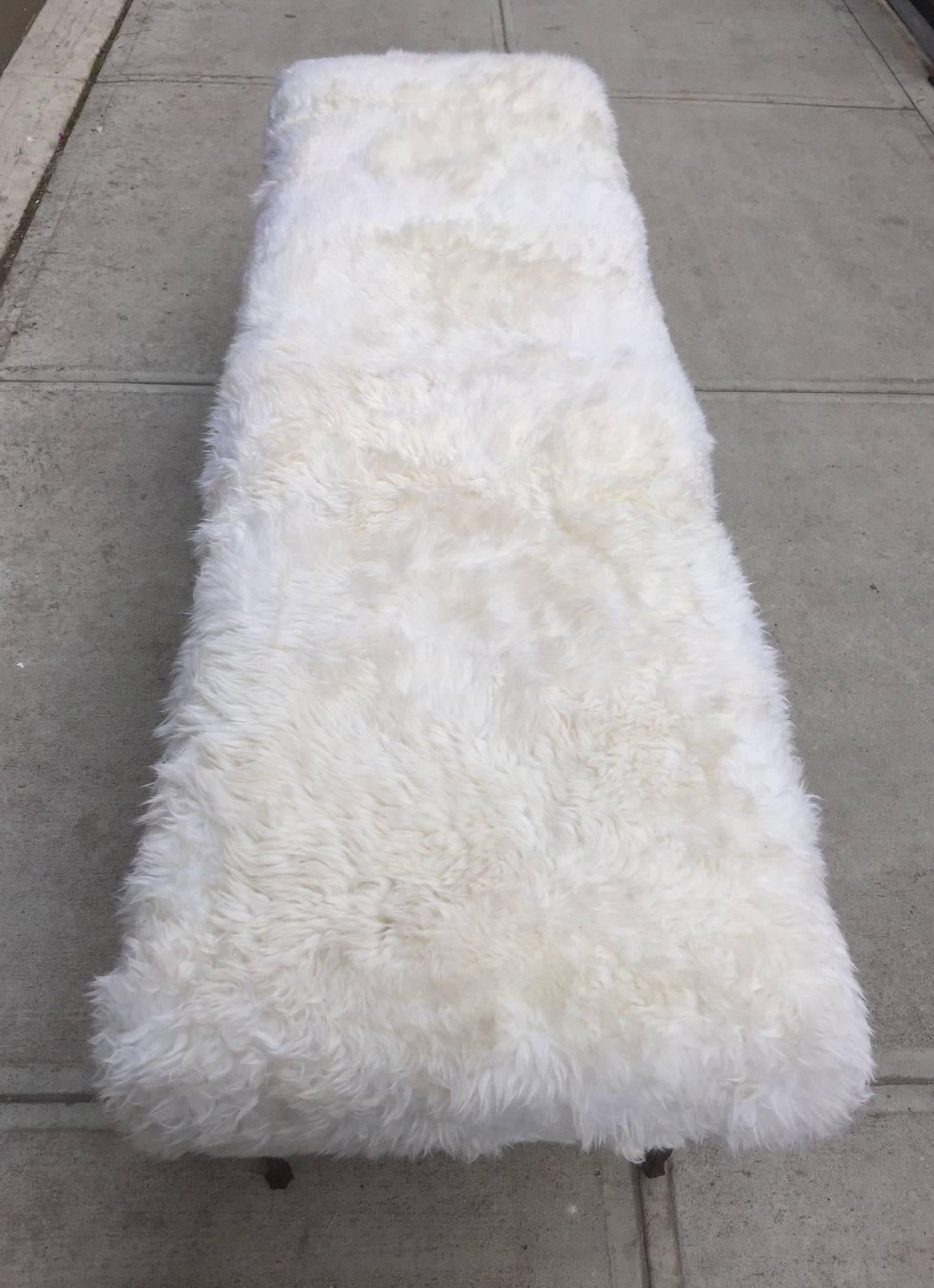 Modern Six-Leg Bronze Bench with Long Haired Sheep Fur by Marc Bankowsky