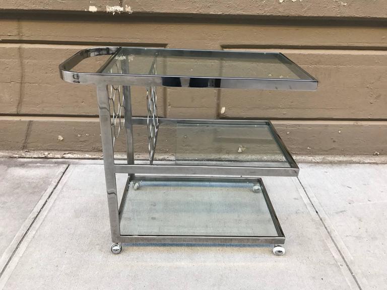 ThreeTier Chrome Bar Cart For Sale at 1stdibs