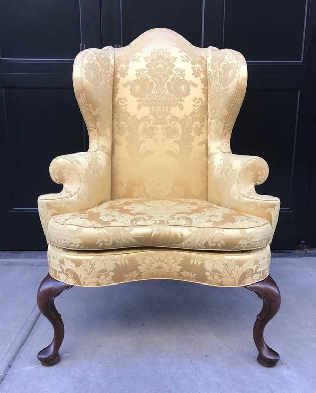 Kittinger Continental Williamsburg Wingback Chair For At 1stdibs Kittinger Continental Williamsburg Wingback Chair Original Gold Upholstery With Gany Cabriole Front Legs