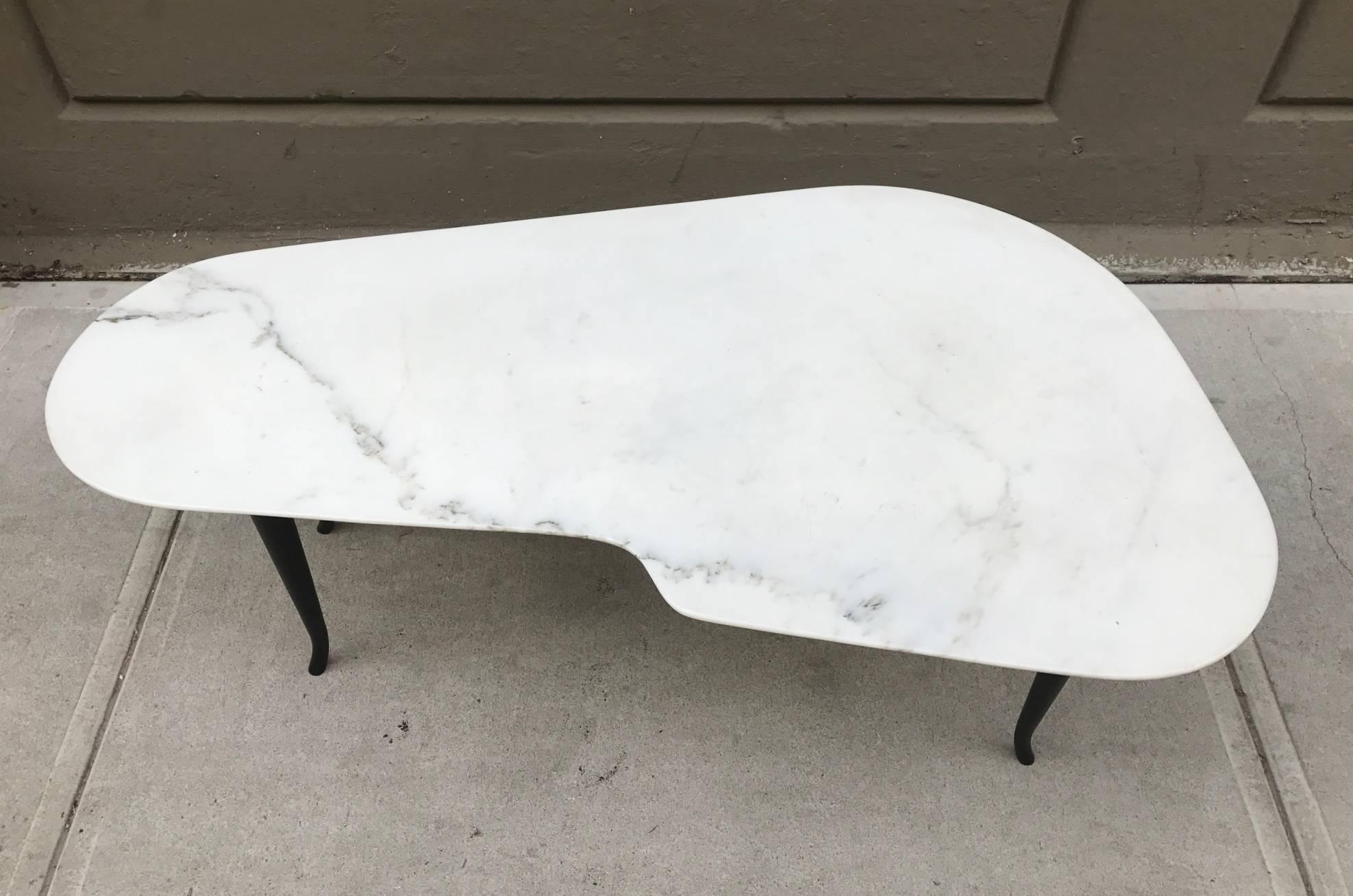 Lacquered Marble-Top Coffee Table in the Style of T.H. Robsjohn-Gibbings 