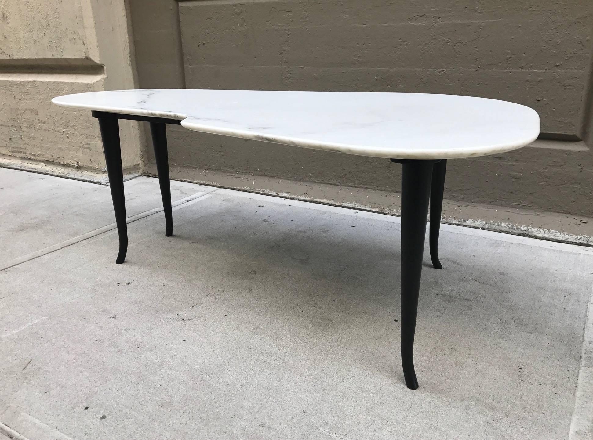Mid-Century Modern Marble-Top Coffee Table in the Style of T.H. Robsjohn-Gibbings 