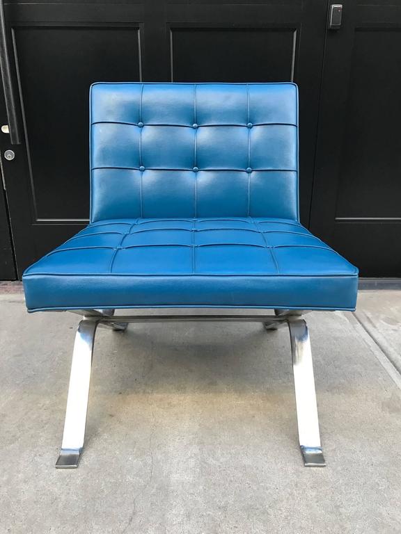 Pair of Robert Haussmann Chrome Flat Bar Lounge Chairs For Sale at 1stdibs