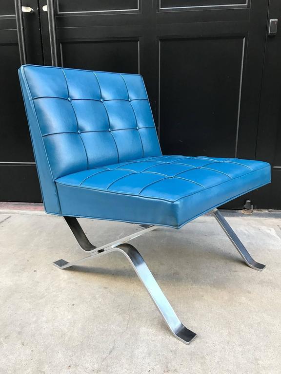 Pair of Robert Haussmann Chrome Flat Bar Lounge Chairs For Sale at 1stdibs