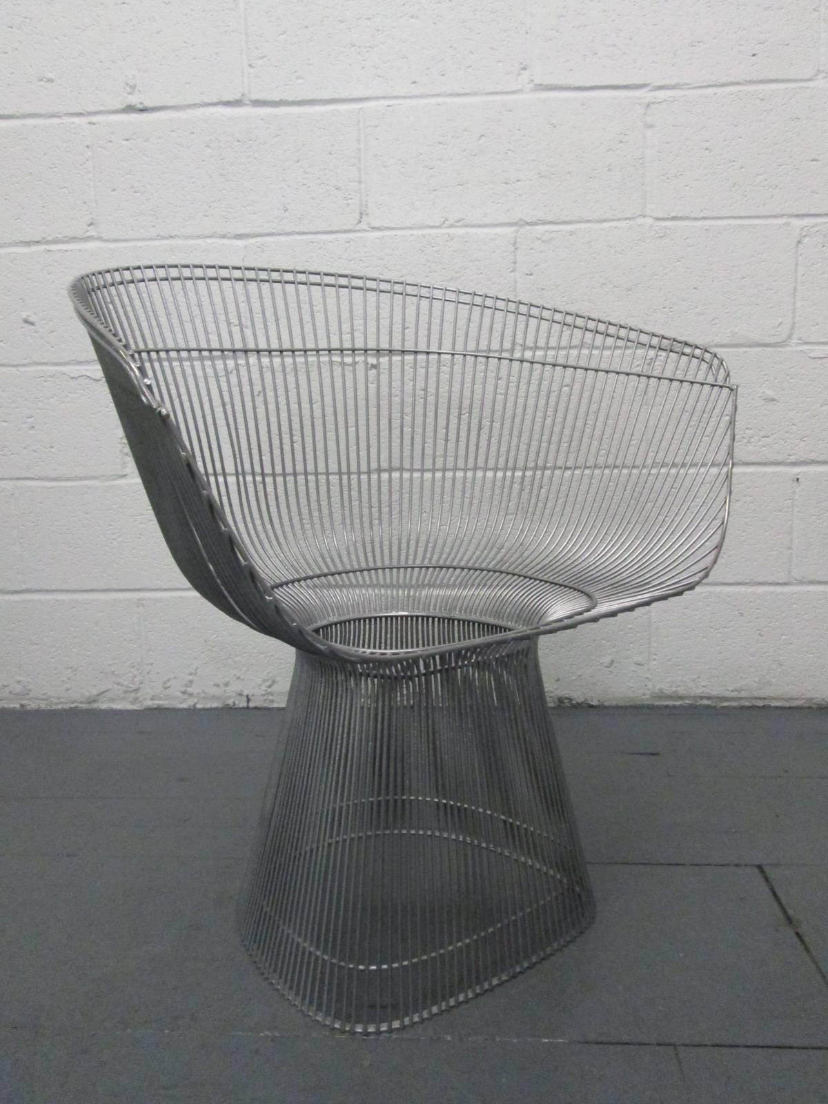 Six Warren Platner dining chairs for Knoll. Very nice frames and will need upholstering added.