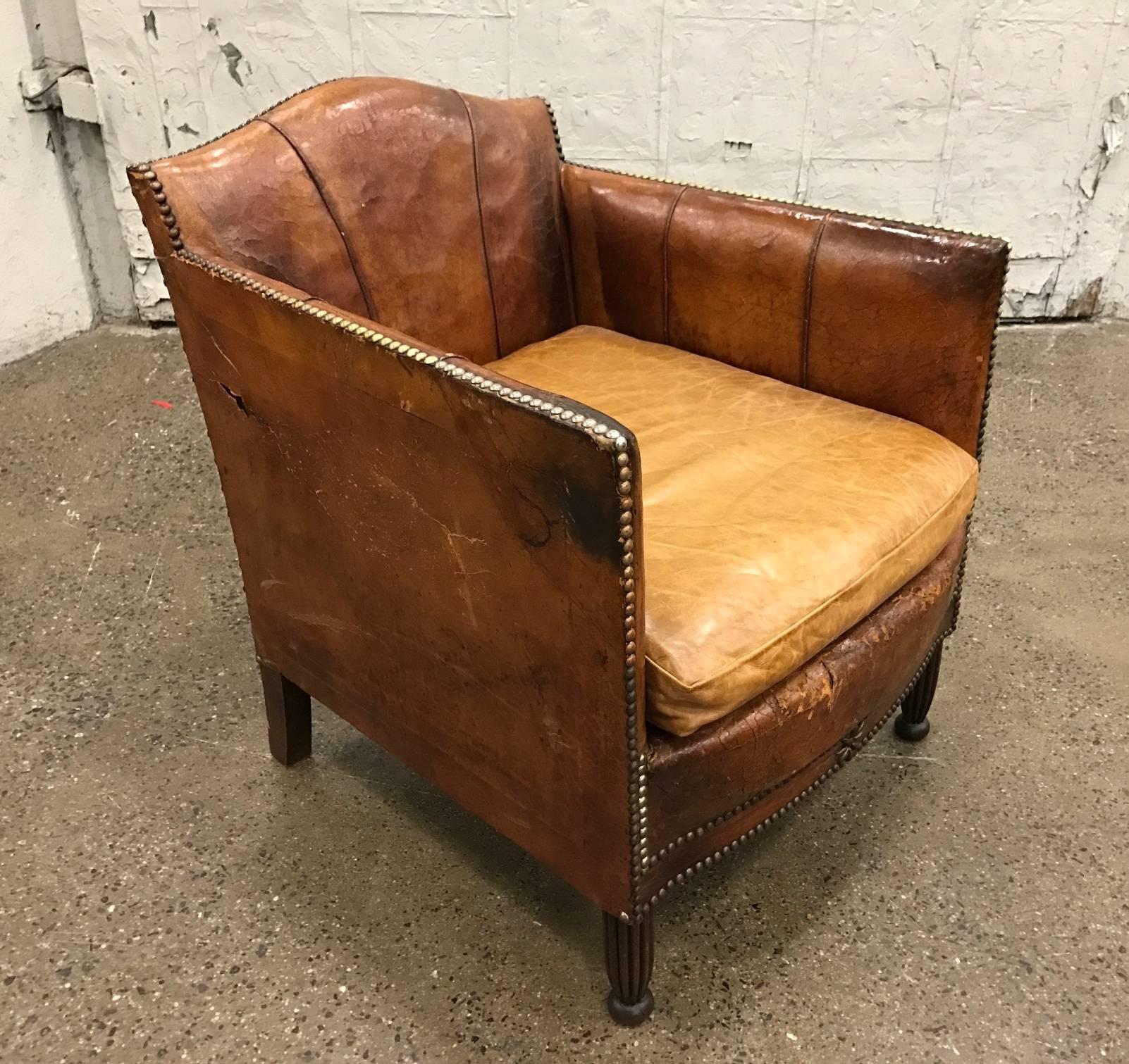 Pair of French Art Deco Leather Club Chairs 2