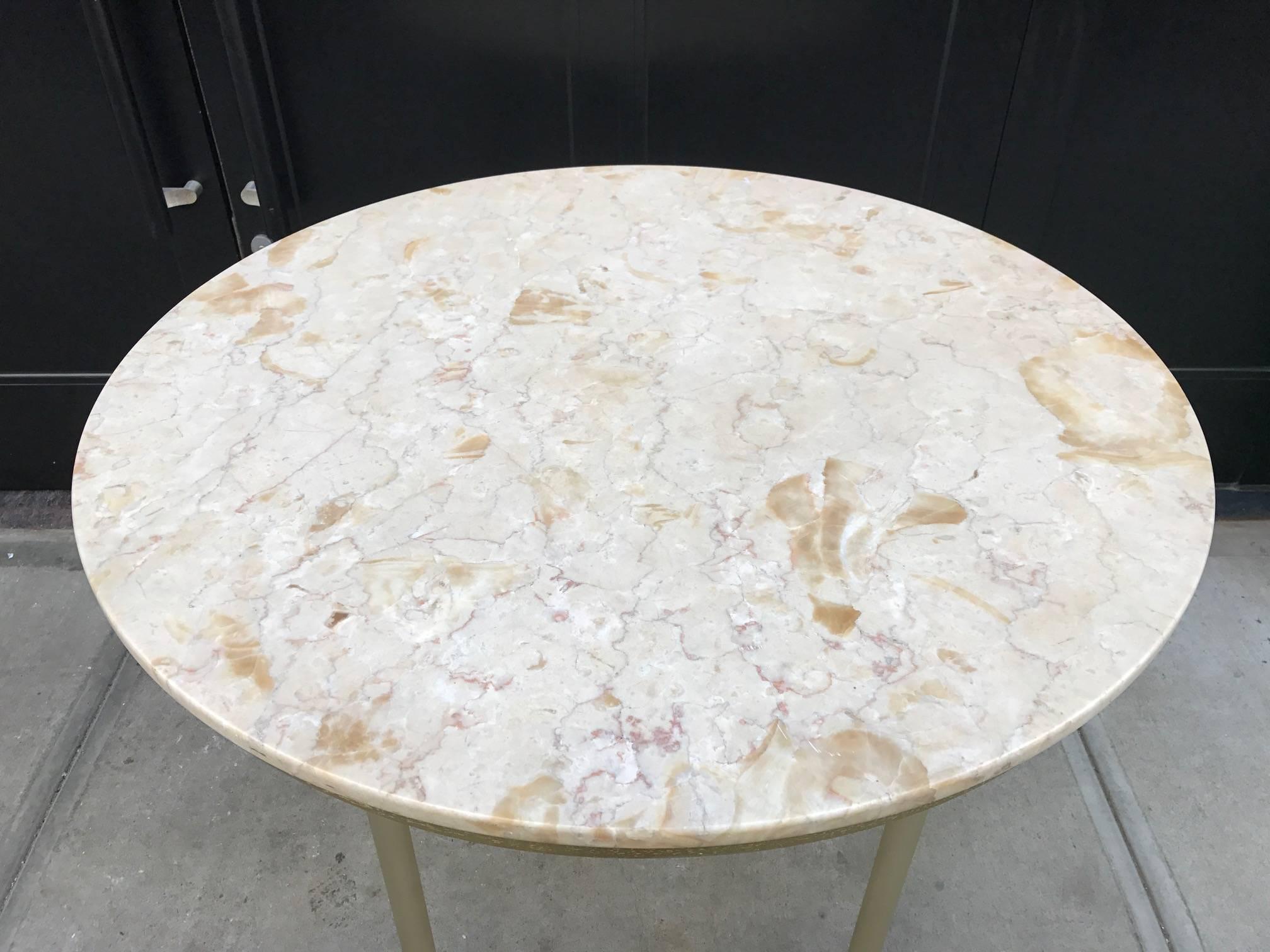 Mid-Century Modern Round Marble Top and Brass Center Table Style of Raphael For Sale