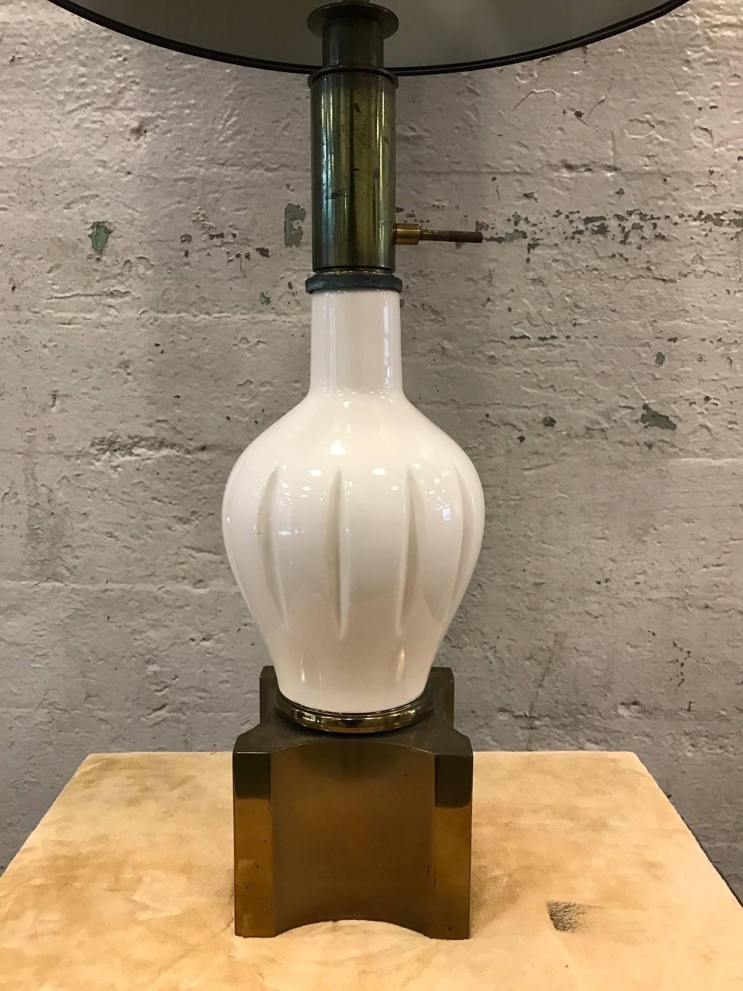 American Pair of Ceramic and Brass Stiffel Lamps