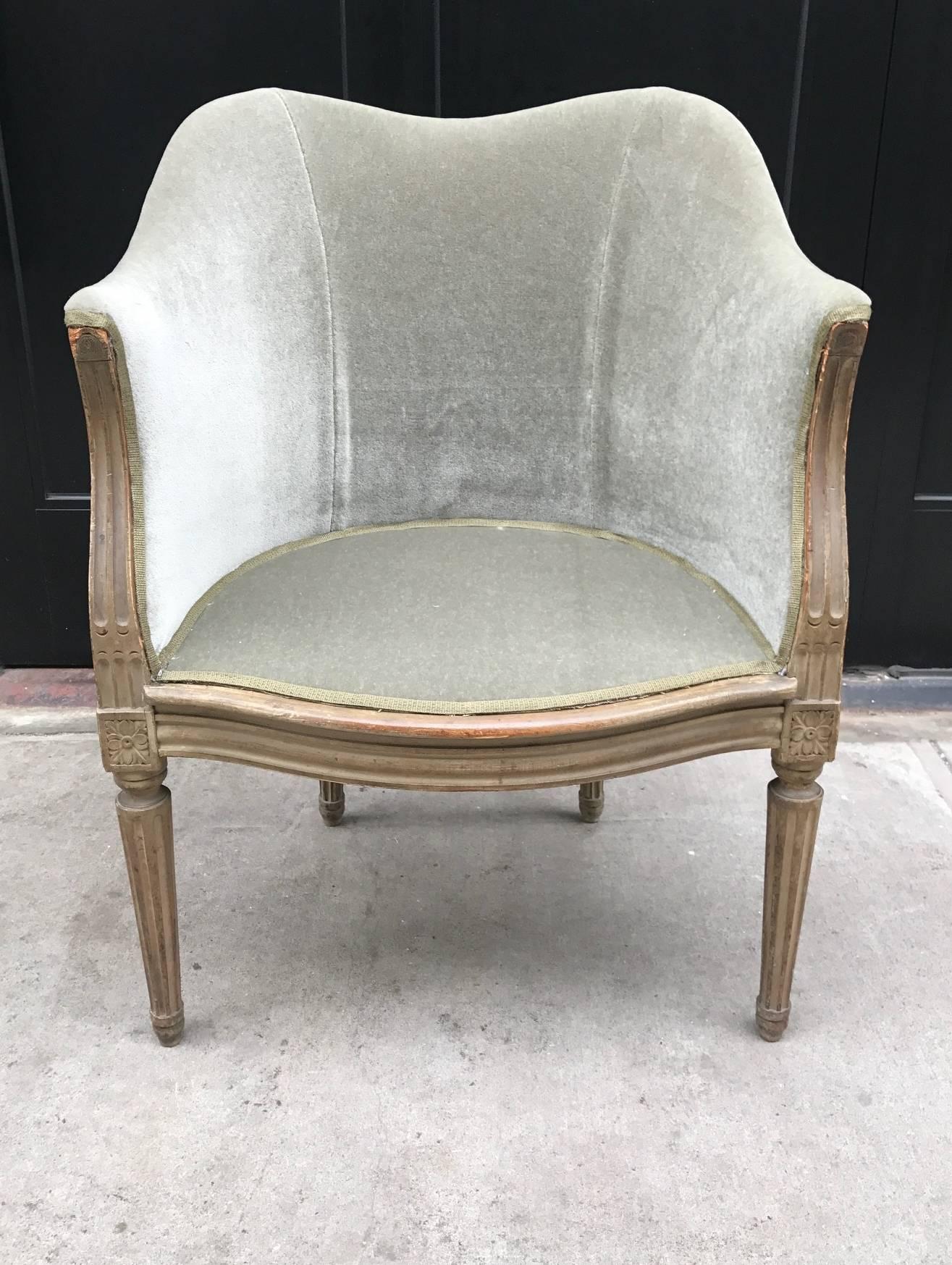 French Louis XIV Style Painted Chair with Caned Back