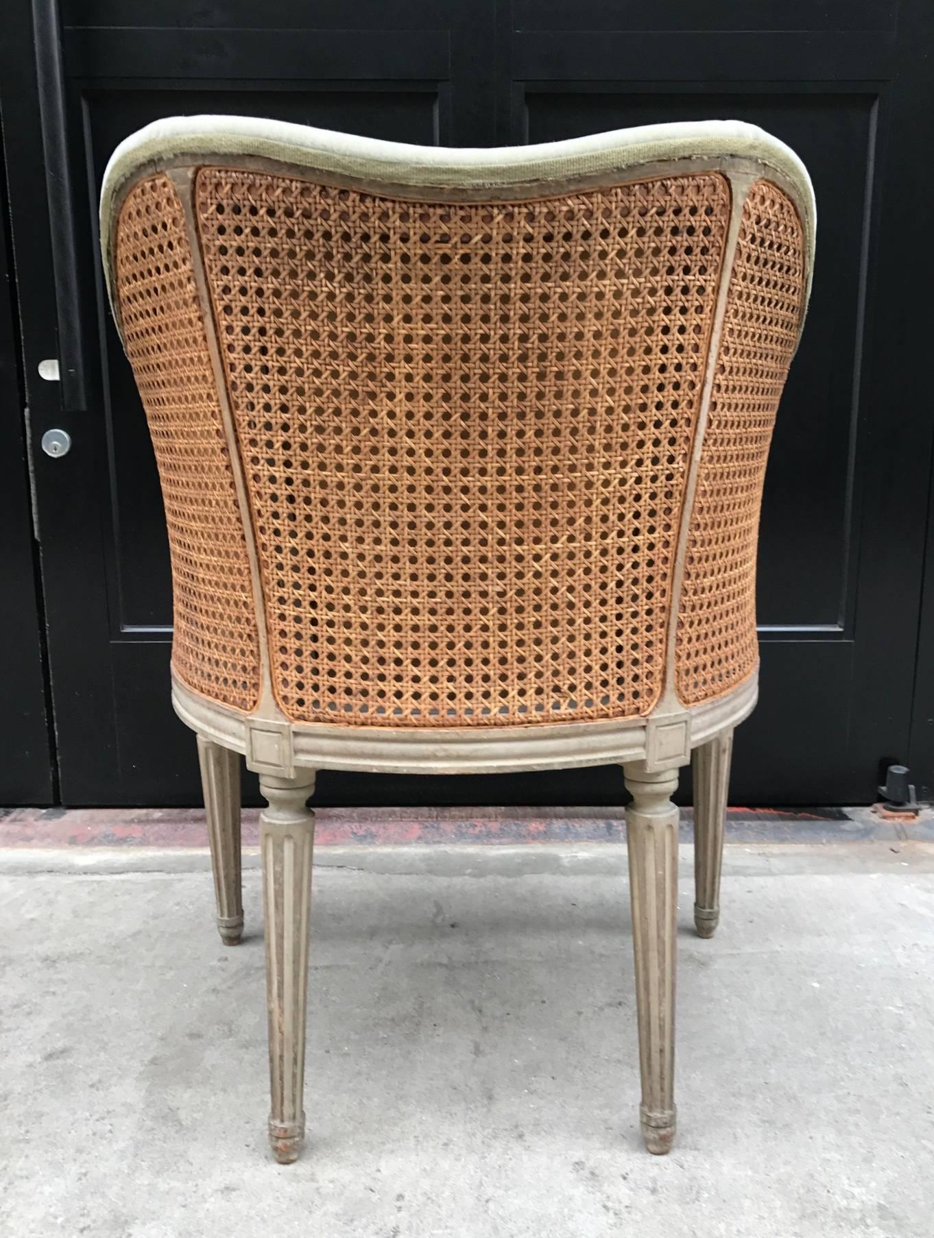 Louis XIV Style Painted Chair with Caned Back In Good Condition In New York, NY