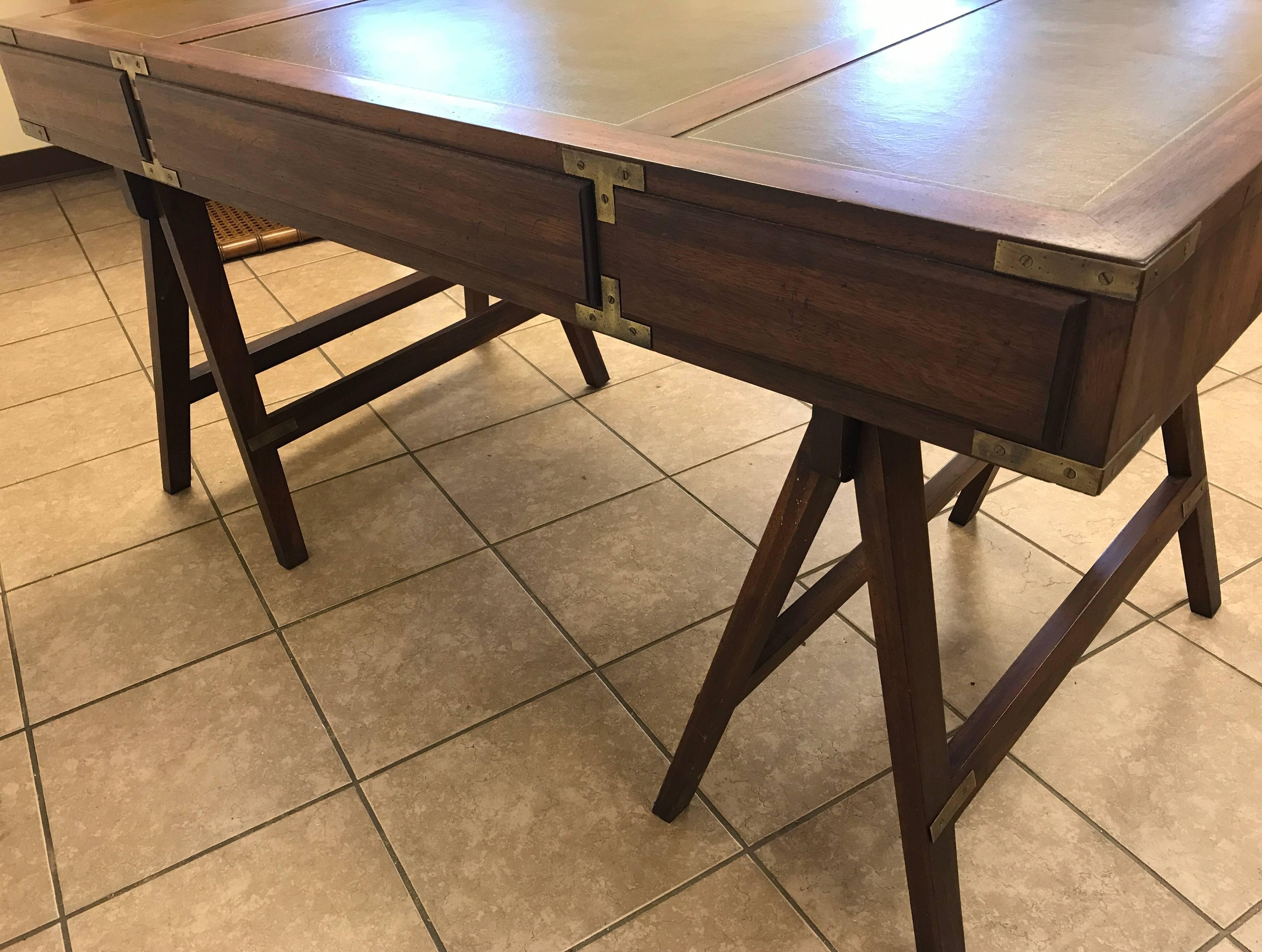 Rosewood Campaign Desk with Leather Top 2