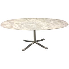 Oval Marble Table by Nicos Zographos