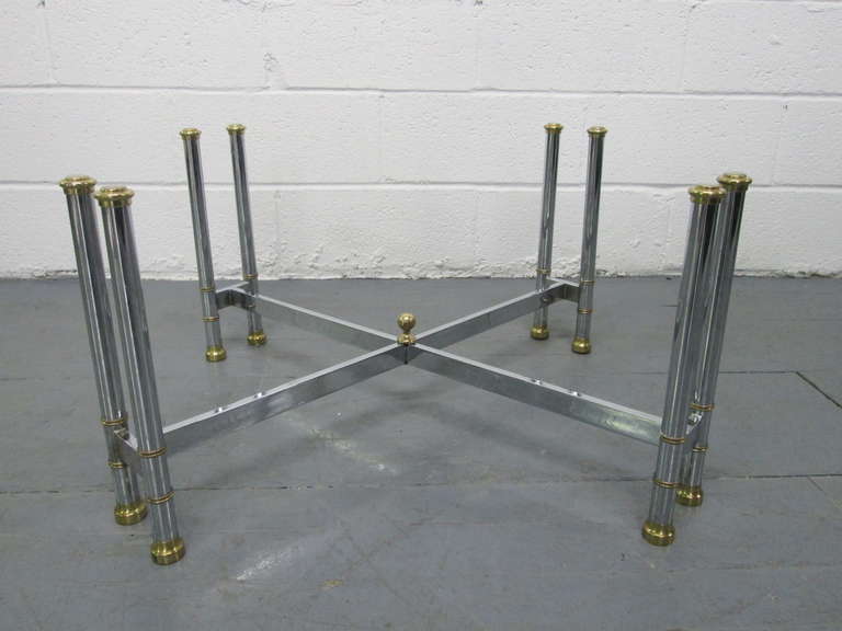 Steel and Brass Coffee Table, Maison Jansen Style 2