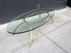 1950s French Bronze Oval Coffee Table