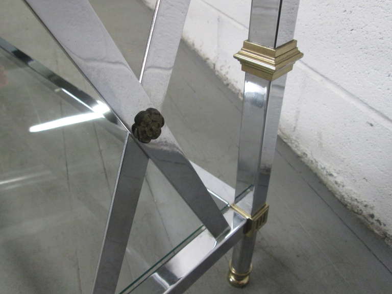 Maison Jansen Style Chrome and Brass Console Table In Good Condition In New York, NY
