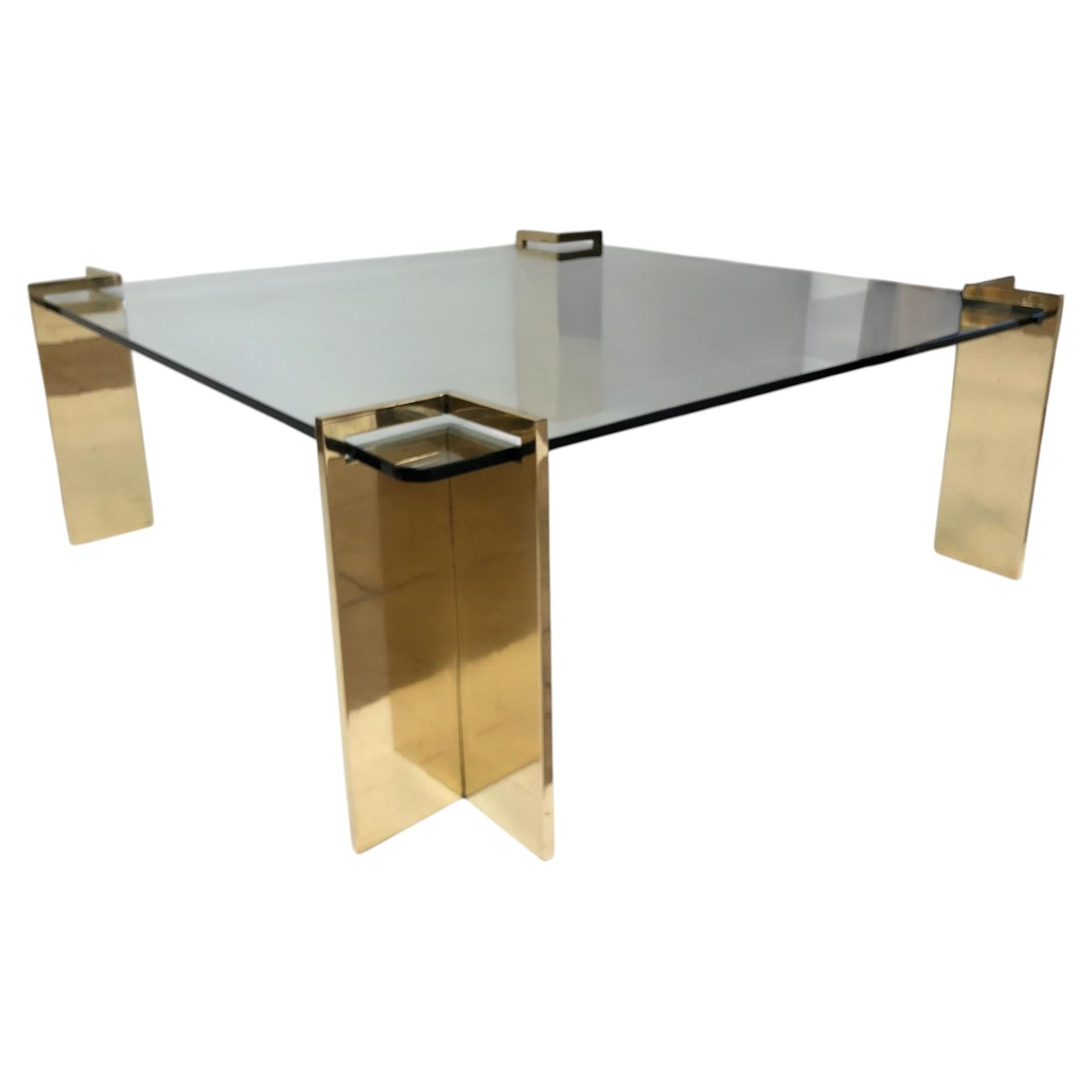 Polished Bronze and Glass Coffee Table