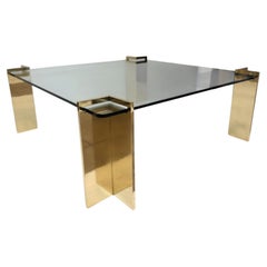 Polished Bronze and Glass Coffee Table