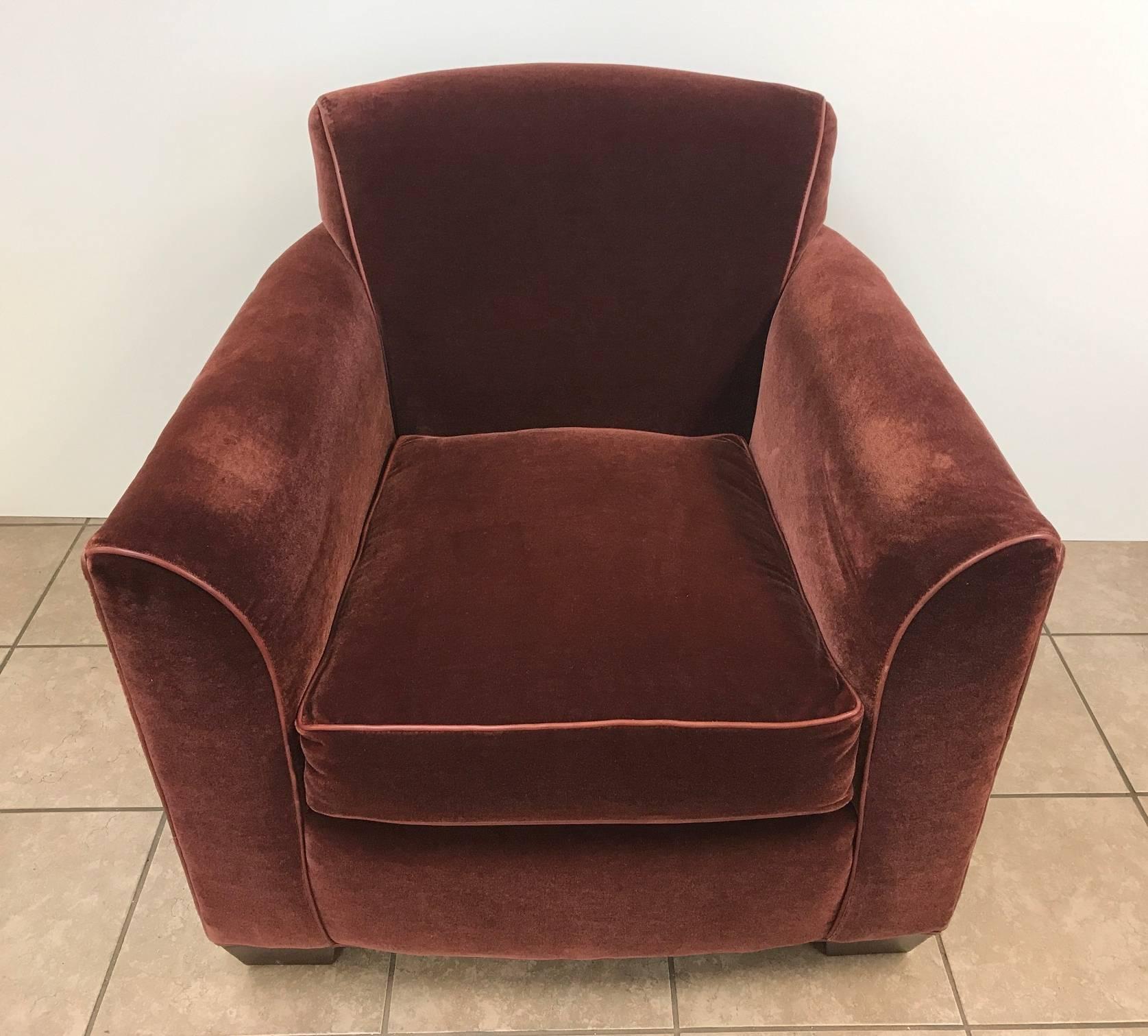 Art Deco Style Mohair Velvet Lounge Chair Style of Jean Michel Frank In Good Condition In New York, NY