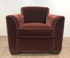 Art Deco Style Mohair Velvet Lounge Chair Style of Jean Michel Frank
