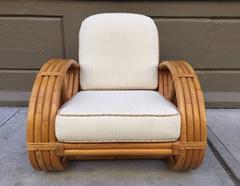 Pair of Rattan Lounge Chairs in the Style of Paul Frankl