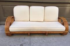 Rattan Sofa in the Style of Paul Frankl