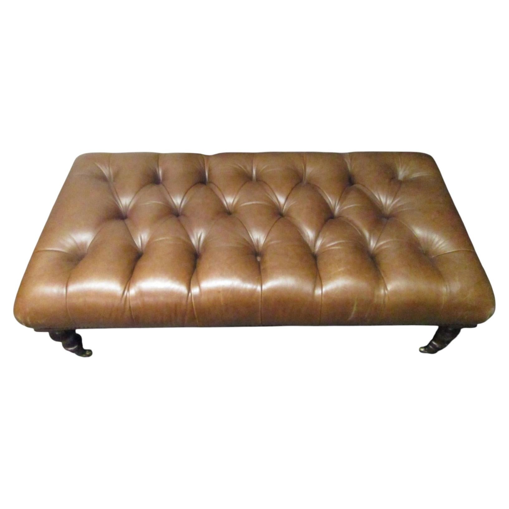 George Smith English Tufted Leather Bench