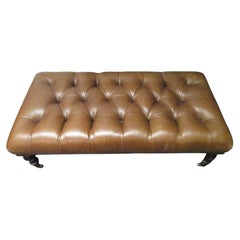 George Smith English Tufted Leather Bench