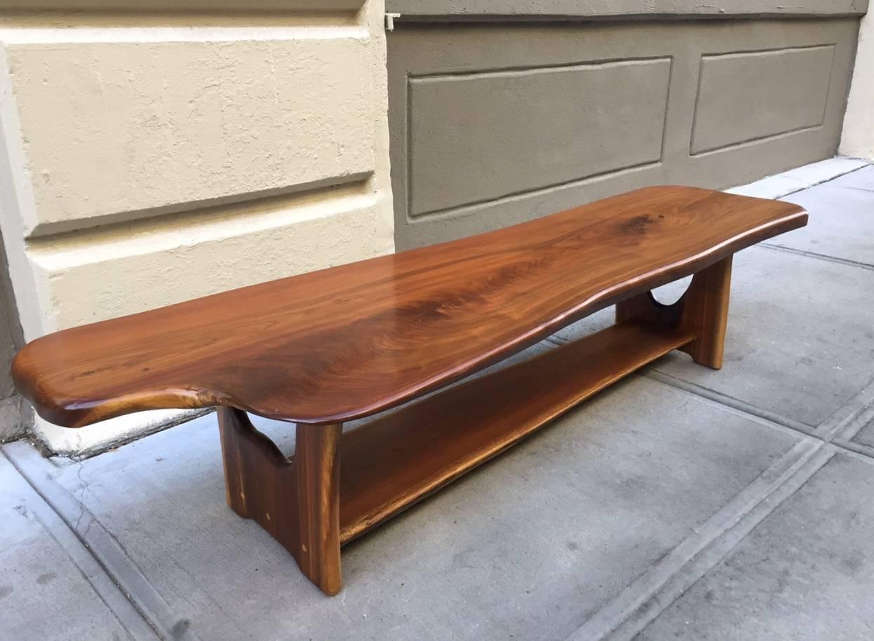 Organic Free Form Edge Slab Bench Style Phillip Lloyd Powell In Good Condition In New York, NY