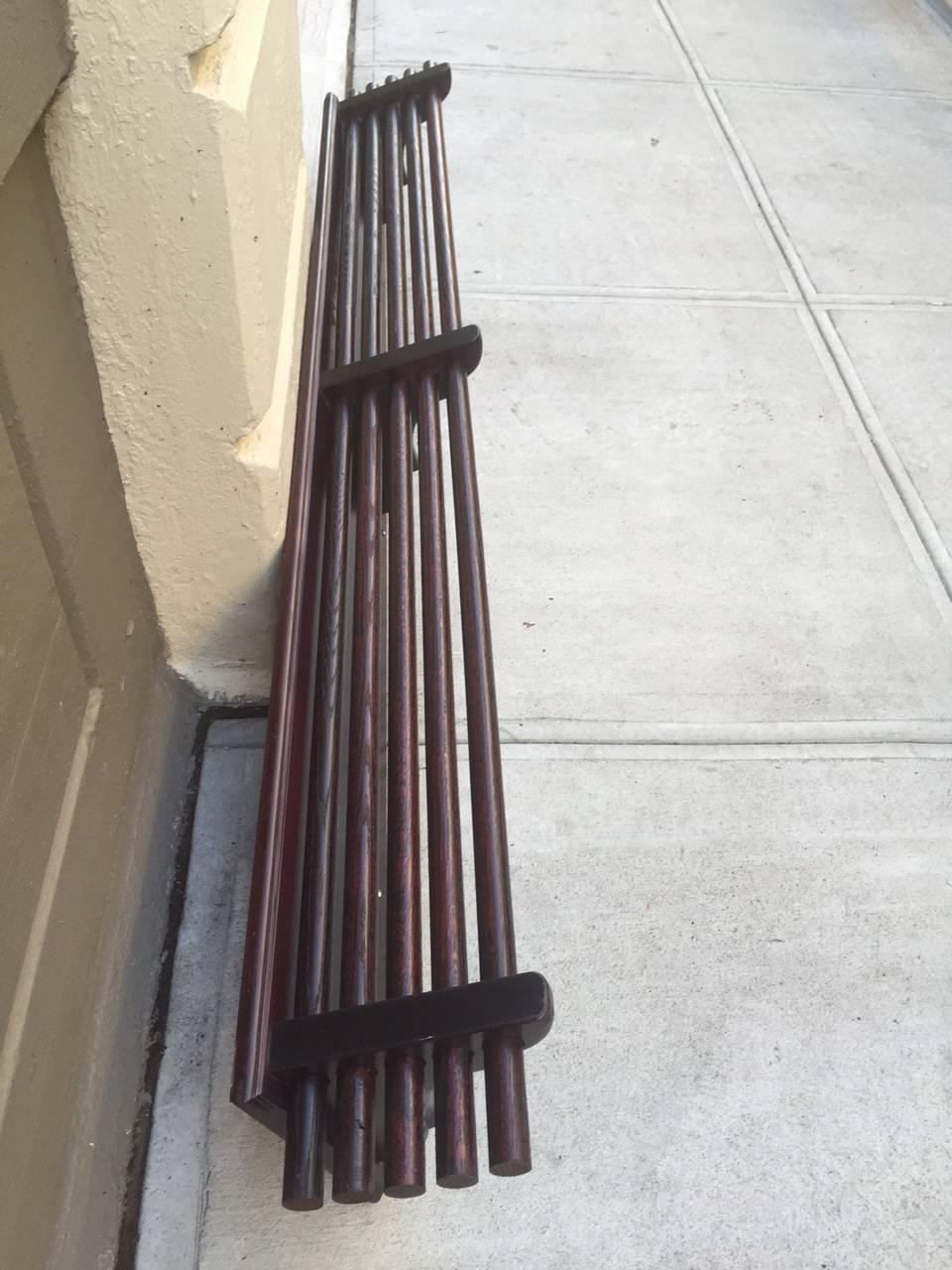 Industrial Architectural Mahogany and Oak Mounted Coat Rack For Sale